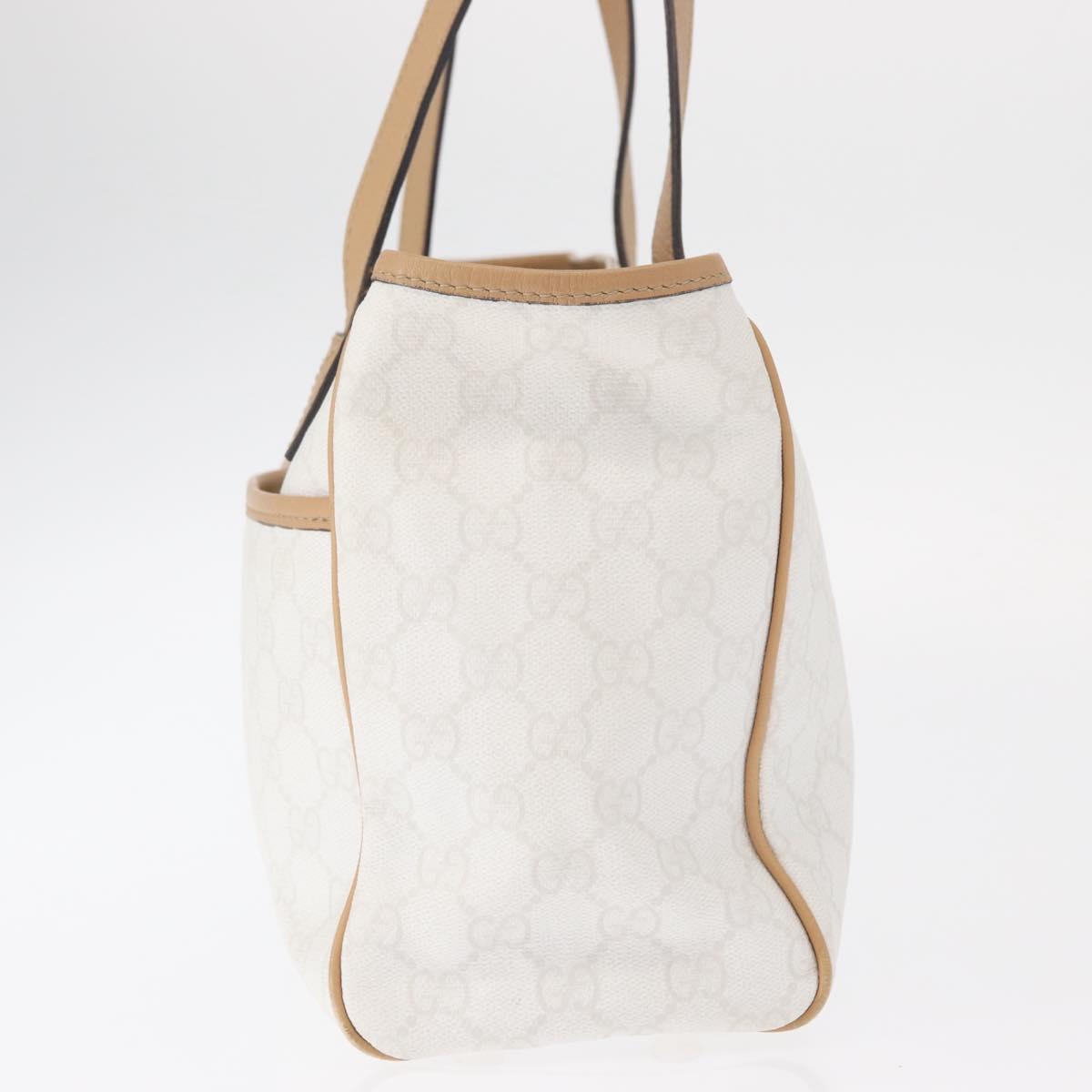 GUCCI GG Supreme Tote Bag PVC White Gold 264221 Auth ka1250