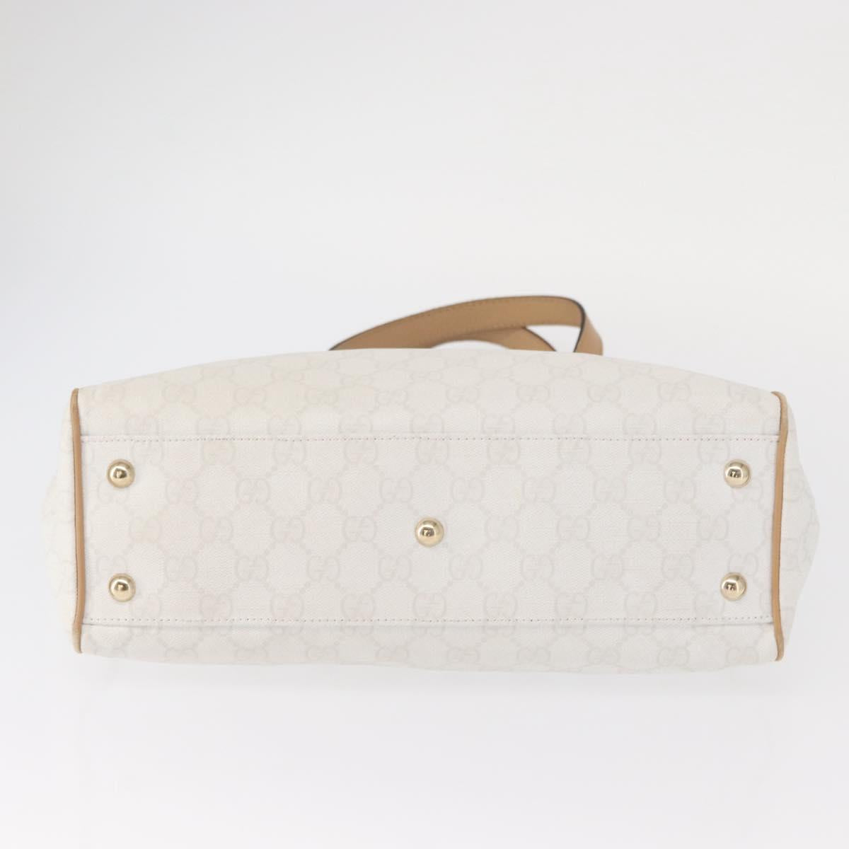 GUCCI GG Supreme Tote Bag PVC White Gold 264221 Auth ka1250