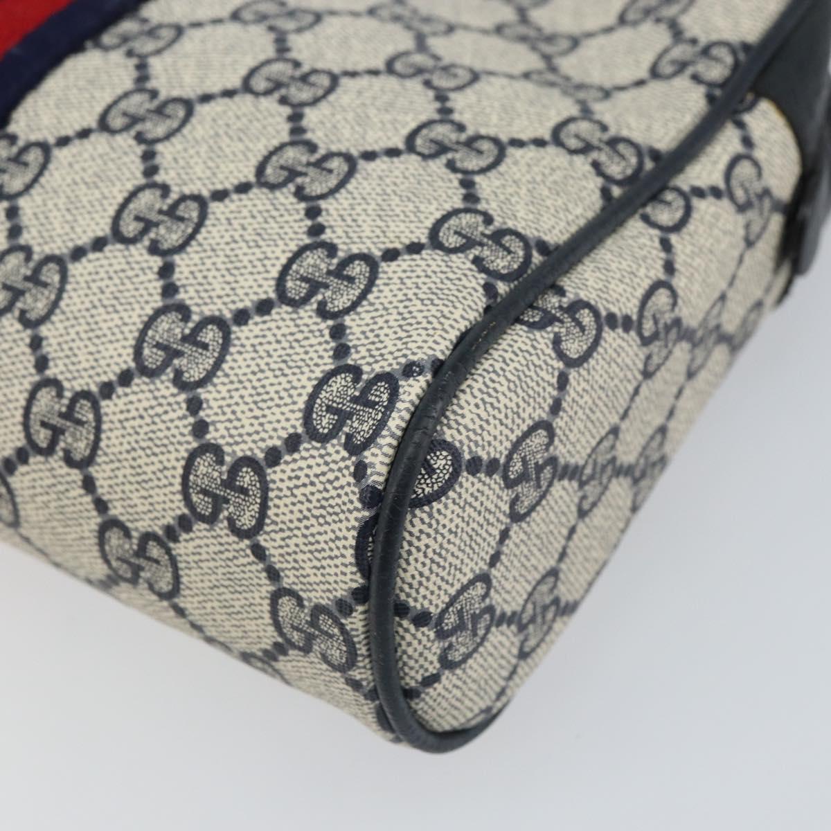 GUCCI GG Supreme Sherry Line Clutch Bag PVC Navy Gold 89 01 012 Auth ka1253