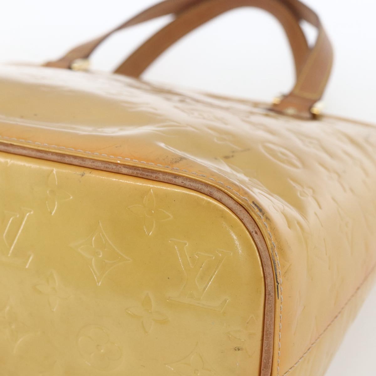 LOUIS VUITTON Monogram Vernis Houston Hand Bag Beige M91004 LV Auth ka1258