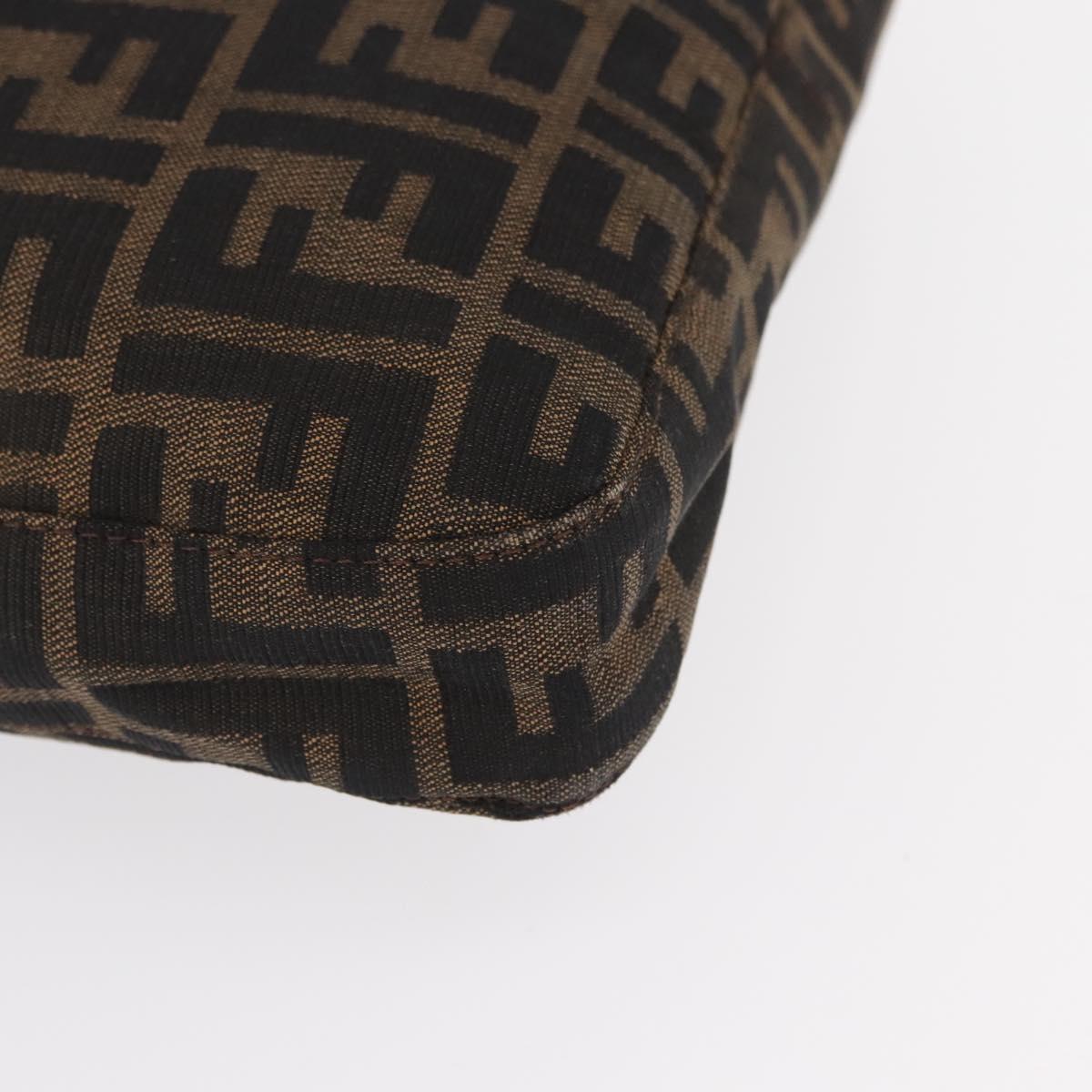 FENDI Zucca Canvas Mamma Baguette Shoulder Bag Black Brown Auth ka126