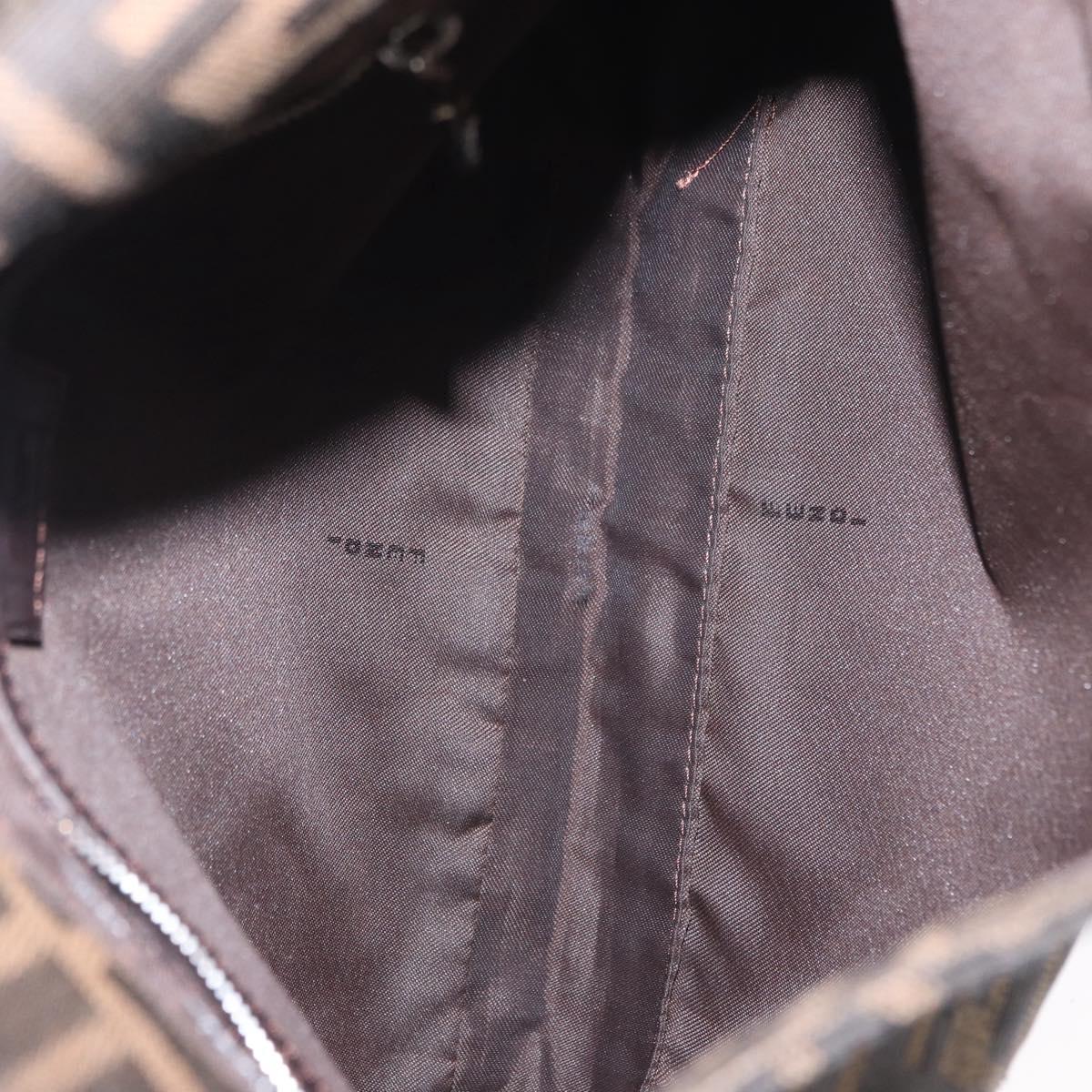 FENDI Zucca Canvas Mamma Baguette Shoulder Bag Black Brown Auth ka126