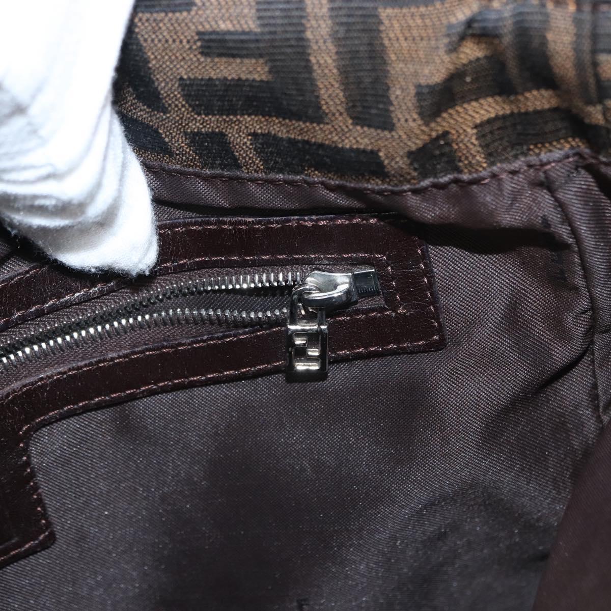 FENDI Zucca Canvas Mamma Baguette Shoulder Bag Black Brown Auth ka126