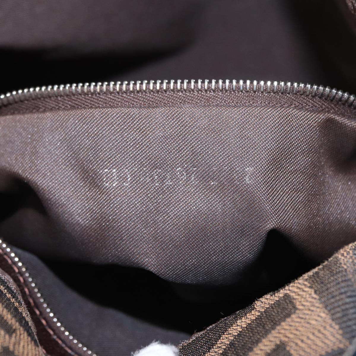 FENDI Zucca Canvas Mamma Baguette Shoulder Bag Black Brown Auth ka126