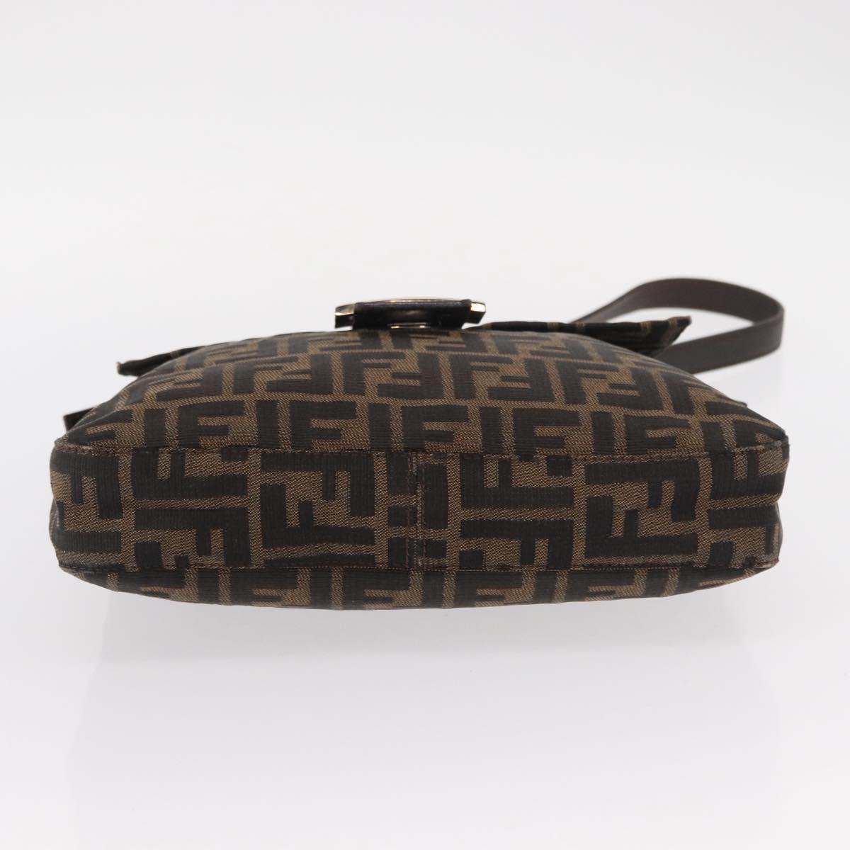 FENDI Zucca Canvas Mamma Baguette Shoulder Bag Black Brown Auth ka126