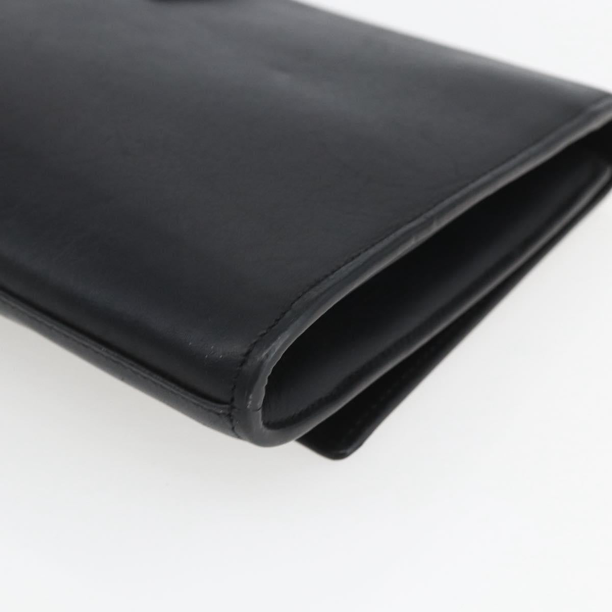 SAINT LAURENT Clutch Bag Leather Black Gold Auth ka1261
