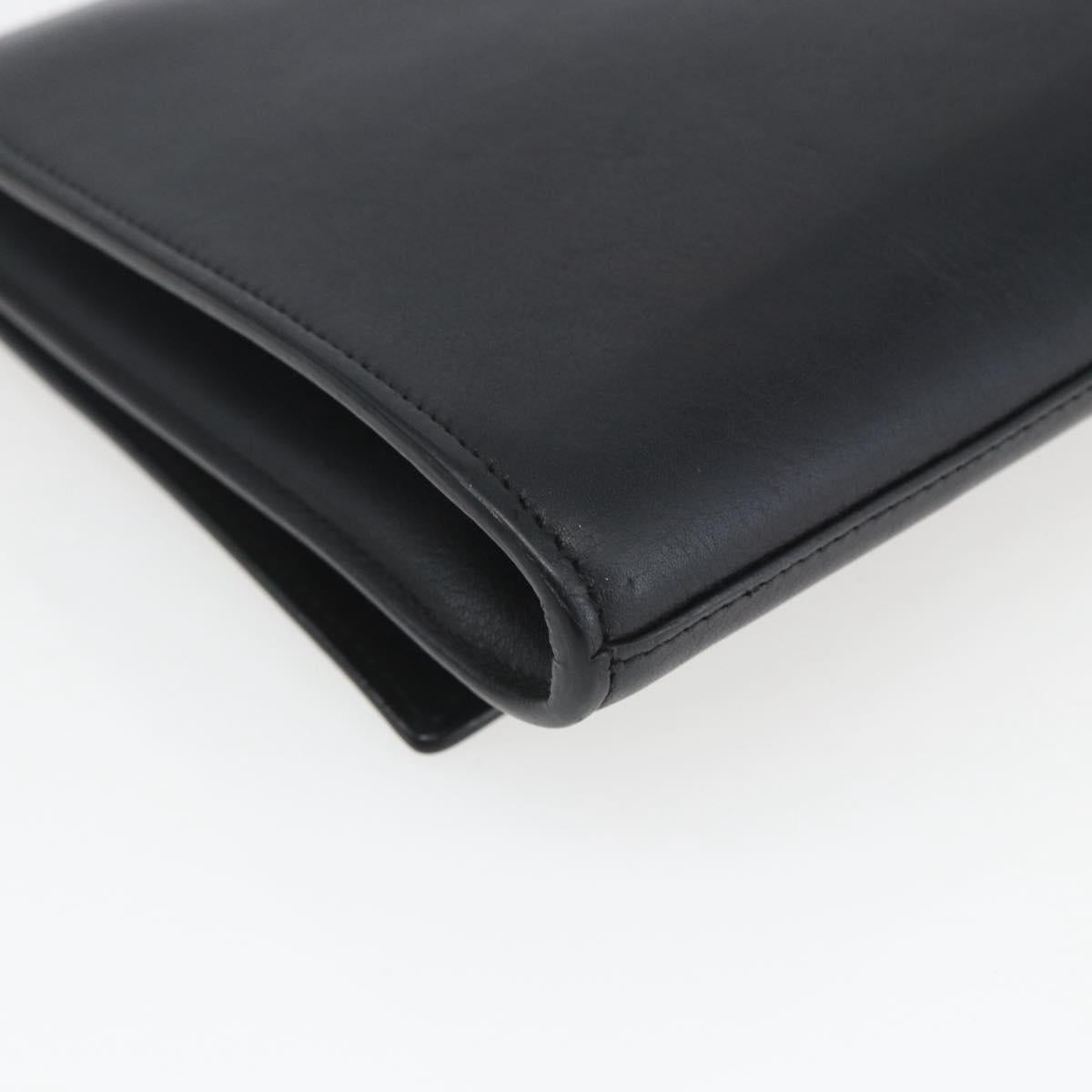 SAINT LAURENT Clutch Bag Leather Black Gold Auth ka1261