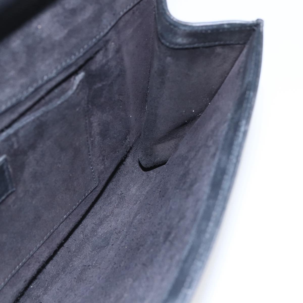 SAINT LAURENT Clutch Bag Leather Black Gold Auth ka1261