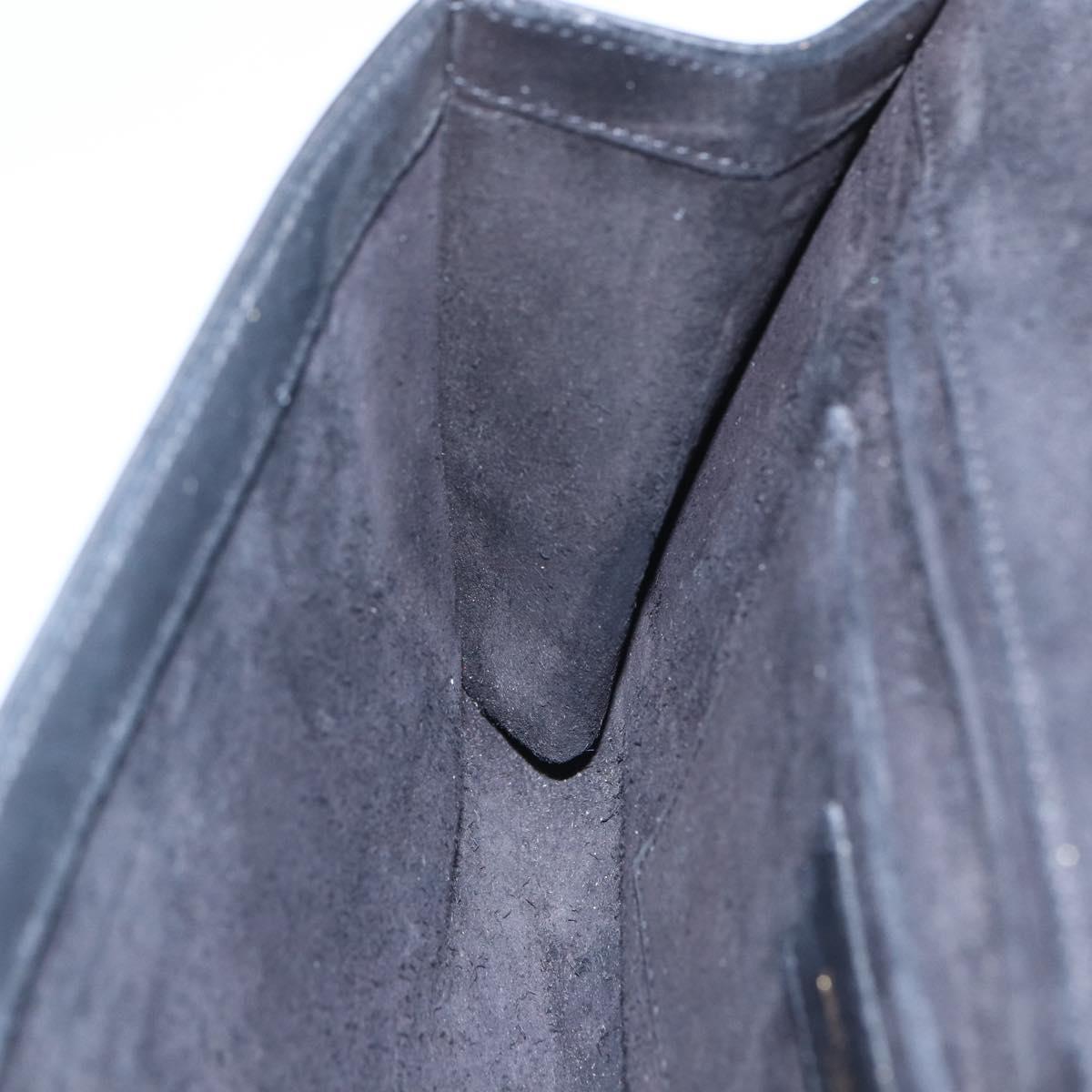 SAINT LAURENT Clutch Bag Leather Black Gold Auth ka1261