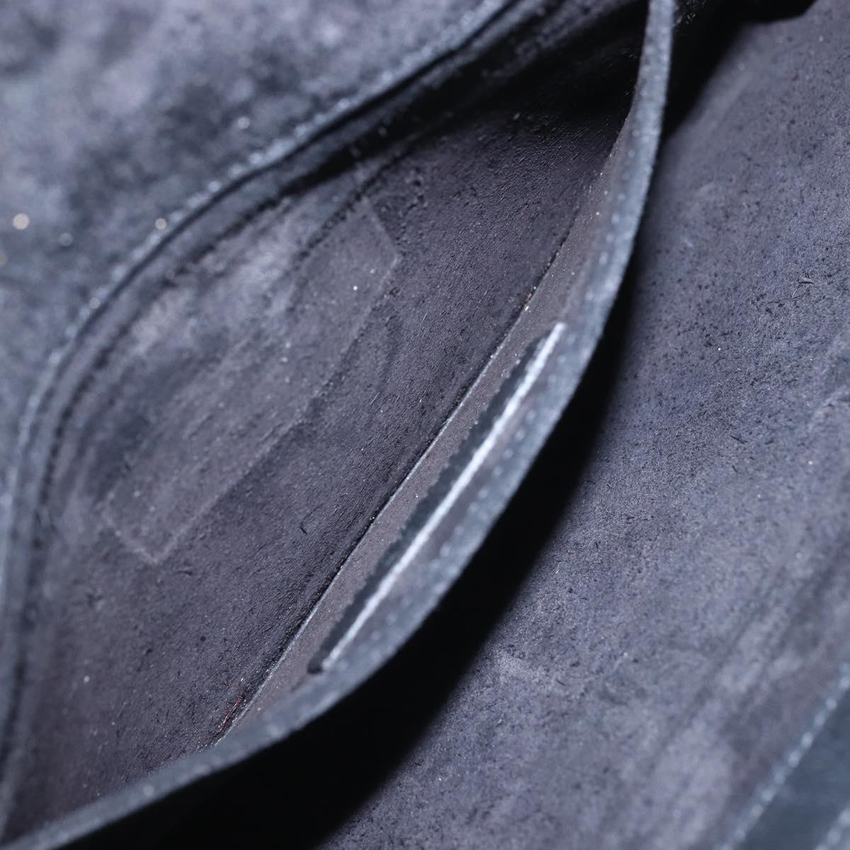 SAINT LAURENT Clutch Bag Leather Black Gold Auth ka1261