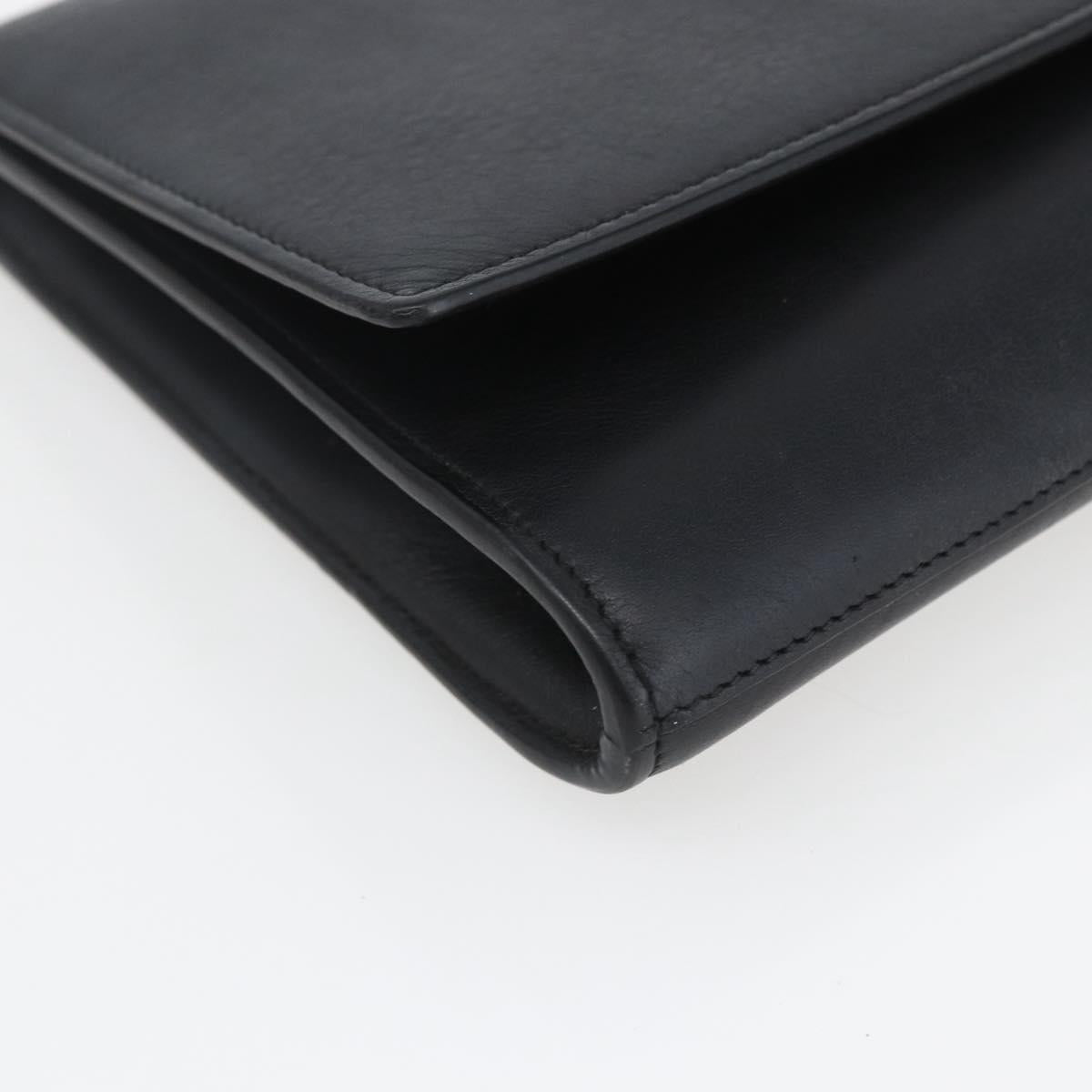 SAINT LAURENT Clutch Bag Leather Black Gold Auth ka1261