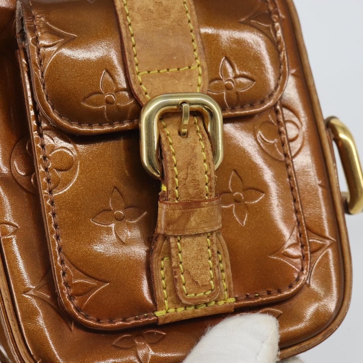 LOUIS VUITTON Monogram Vernis Christie PM Shoulder Bag Bronze M91111 Auth ka1269