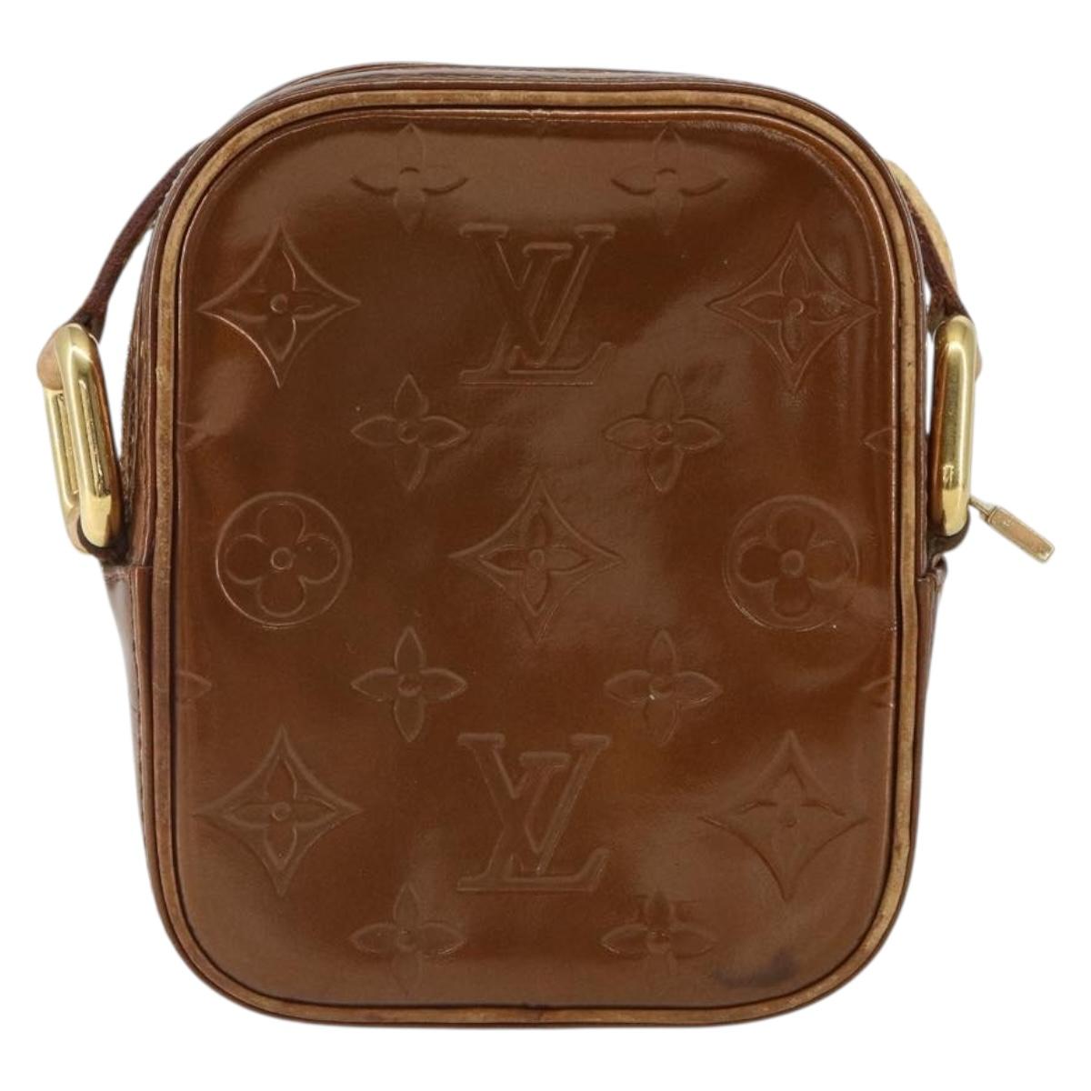 LOUIS VUITTON Monogram Vernis Christie PM Shoulder Bag Bronze M91111 Auth ka1269
