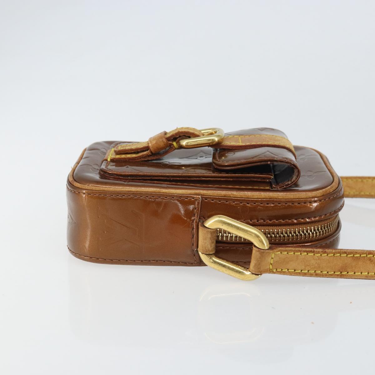LOUIS VUITTON Monogram Vernis Christie PM Shoulder Bag Bronze M91111 Auth ka1269