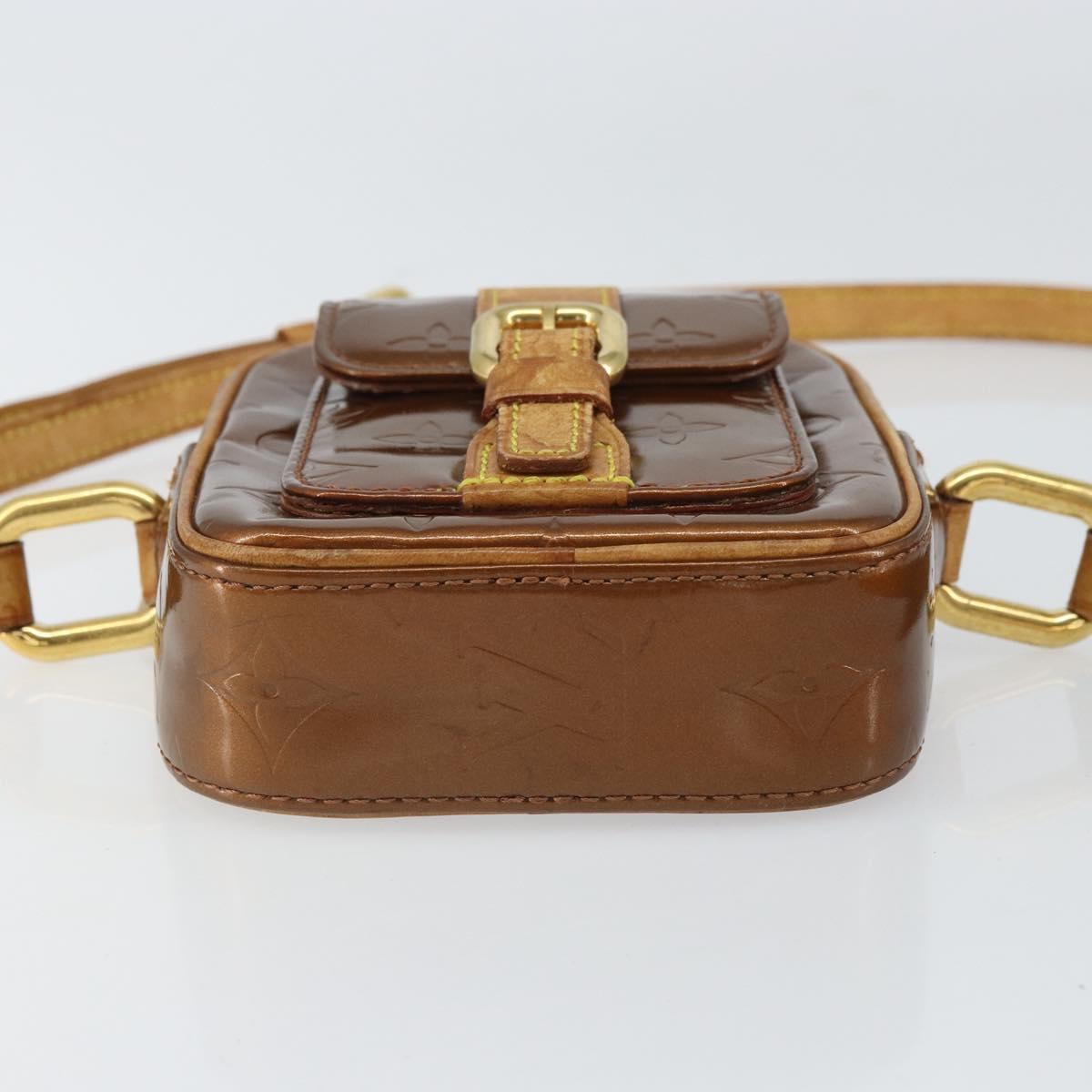 LOUIS VUITTON Monogram Vernis Christie PM Shoulder Bag Bronze M91111 Auth ka1269