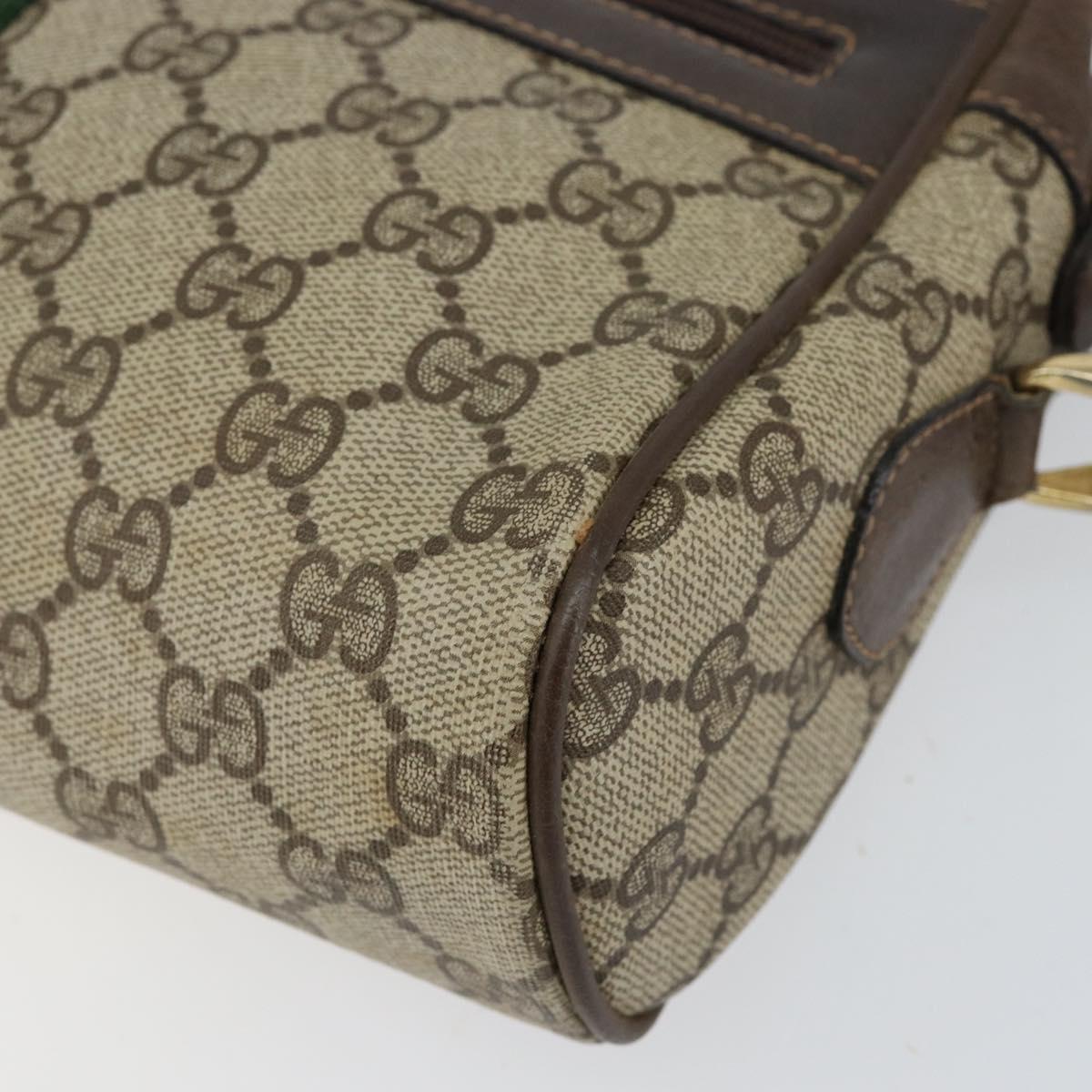 GUCCI GG Supreme Web Sherry Line Bag PVC Beige Gold 75 001 4071 Auth ka127