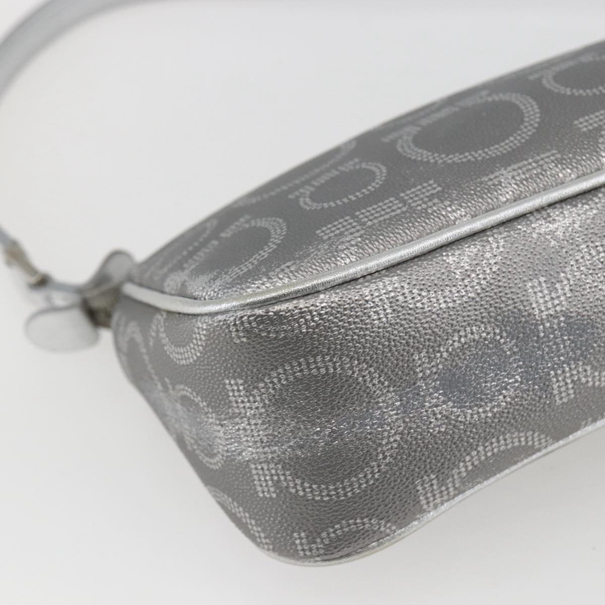 Salvatore Ferragamo Gancini Hand Pouch PVC Silver Auth ka1272