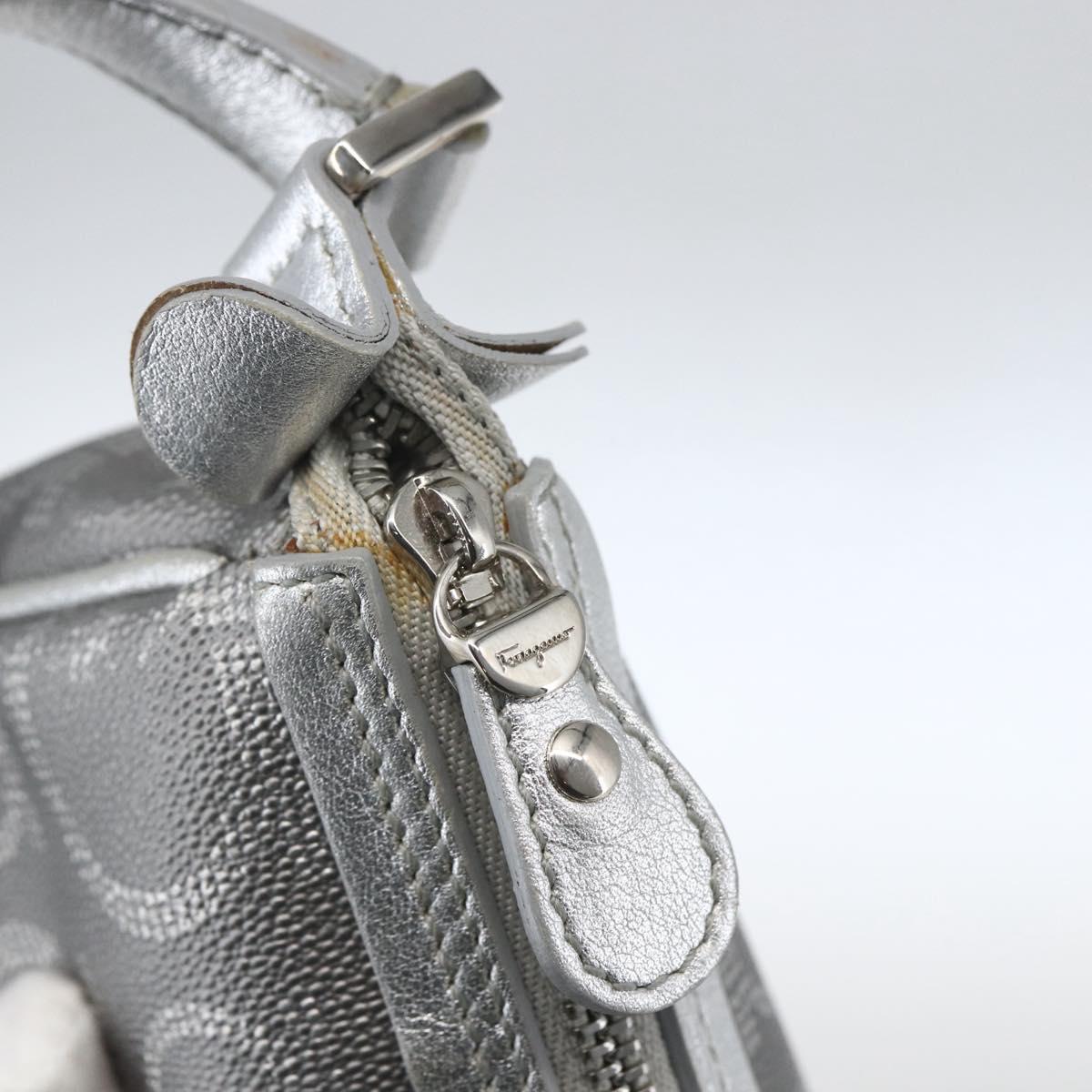Salvatore Ferragamo Gancini Hand Pouch PVC Silver Auth ka1272