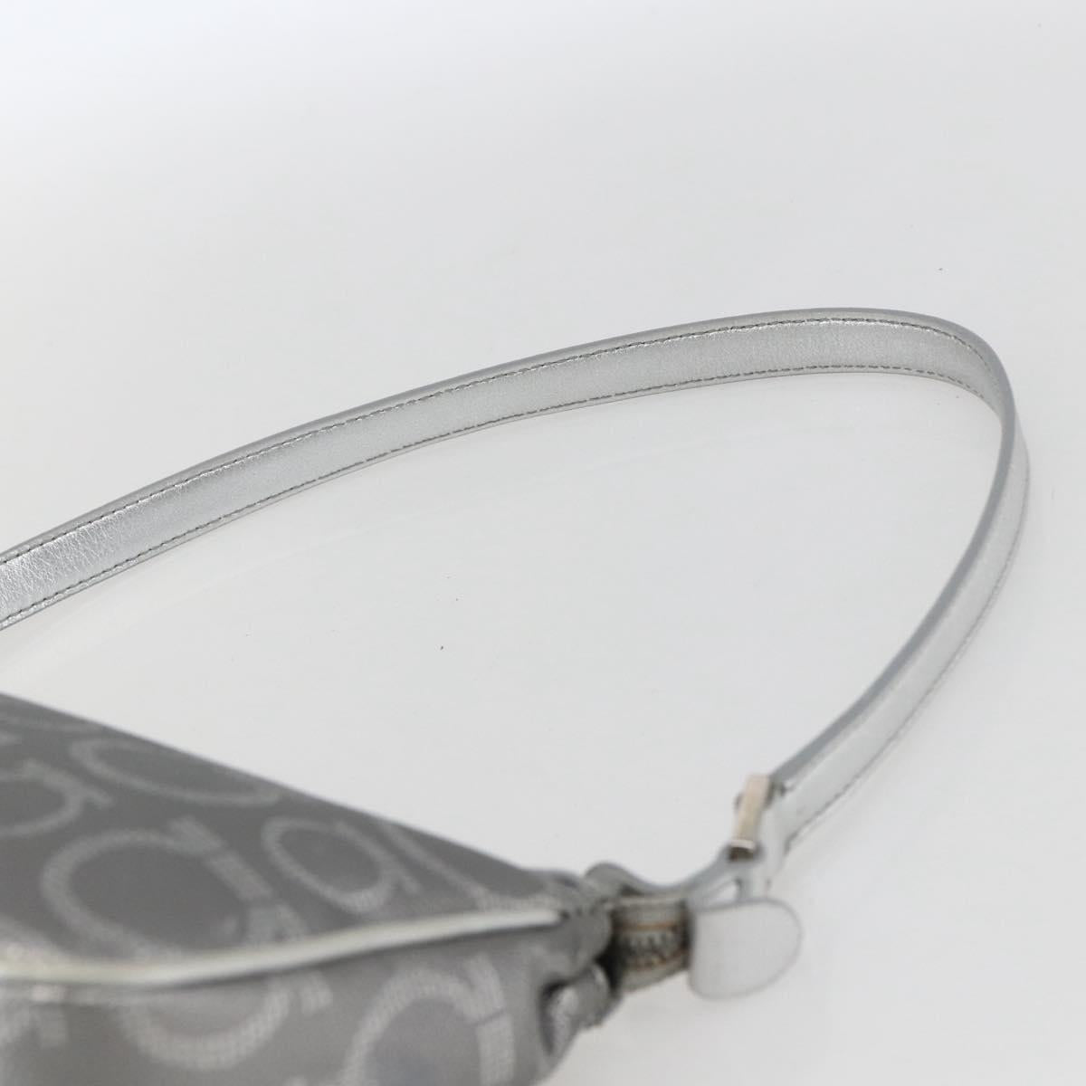 Salvatore Ferragamo Gancini Hand Pouch PVC Silver Auth ka1272