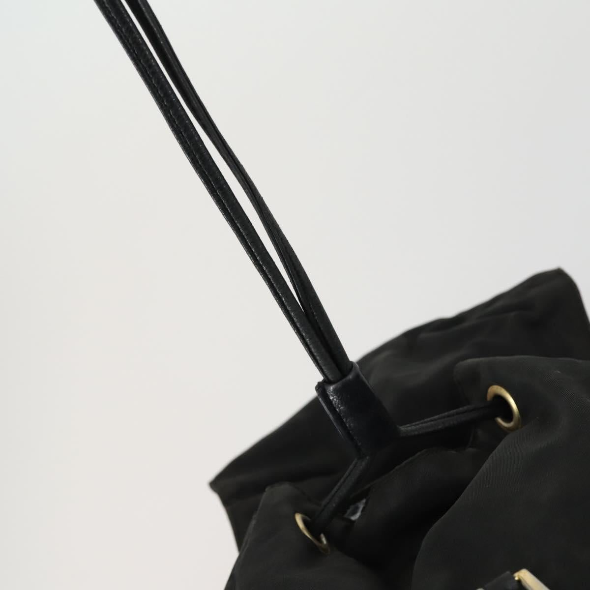 PRADA Backpack Nylon Black Gold Auth ka1273