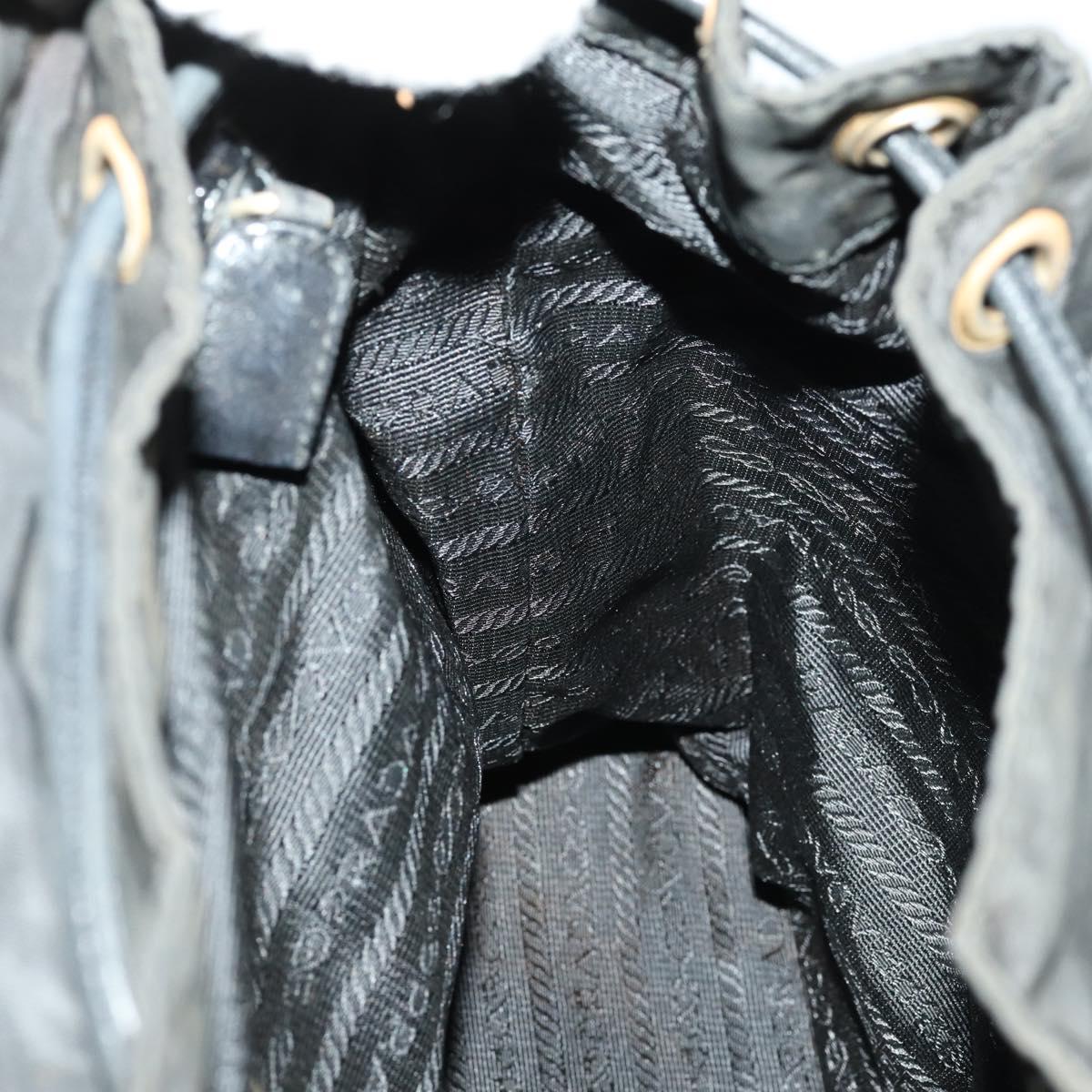 PRADA Backpack Nylon Black Gold Auth ka1273