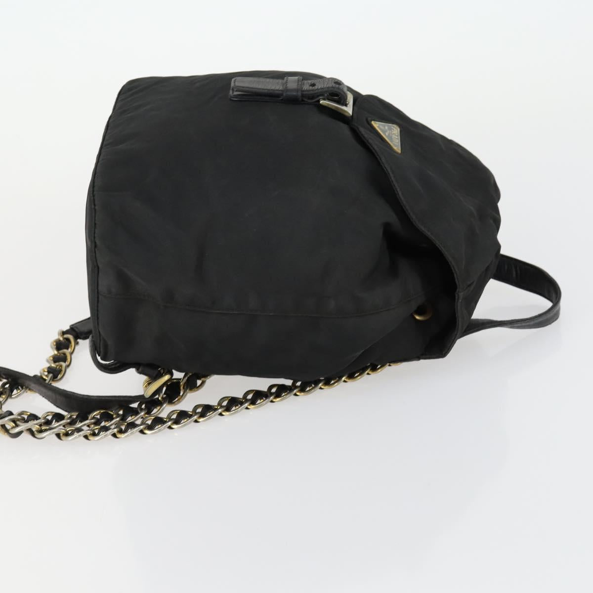 PRADA Backpack Nylon Black Gold Auth ka1273
