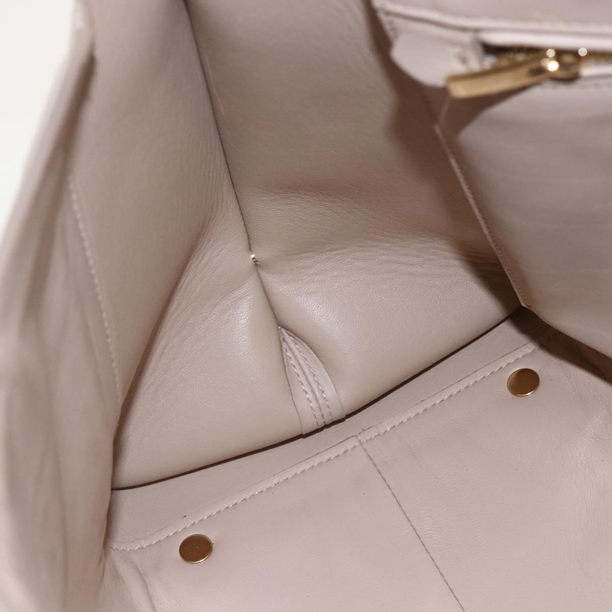Salvatore Ferragamo Gancini Hand Bag Leather 2way Beige Gold Auth ka1275