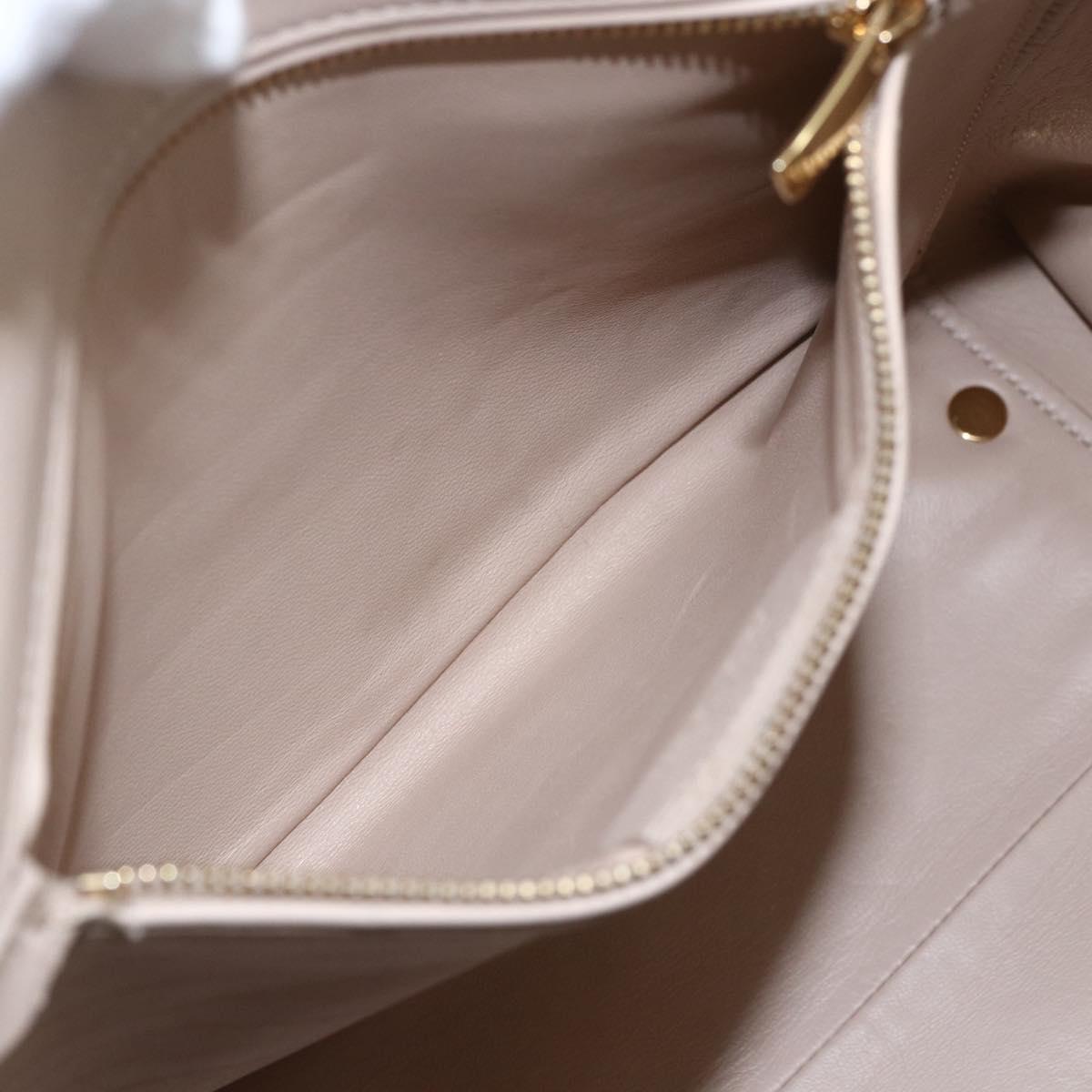 Salvatore Ferragamo Gancini Hand Bag Leather 2way Beige Gold Auth ka1275