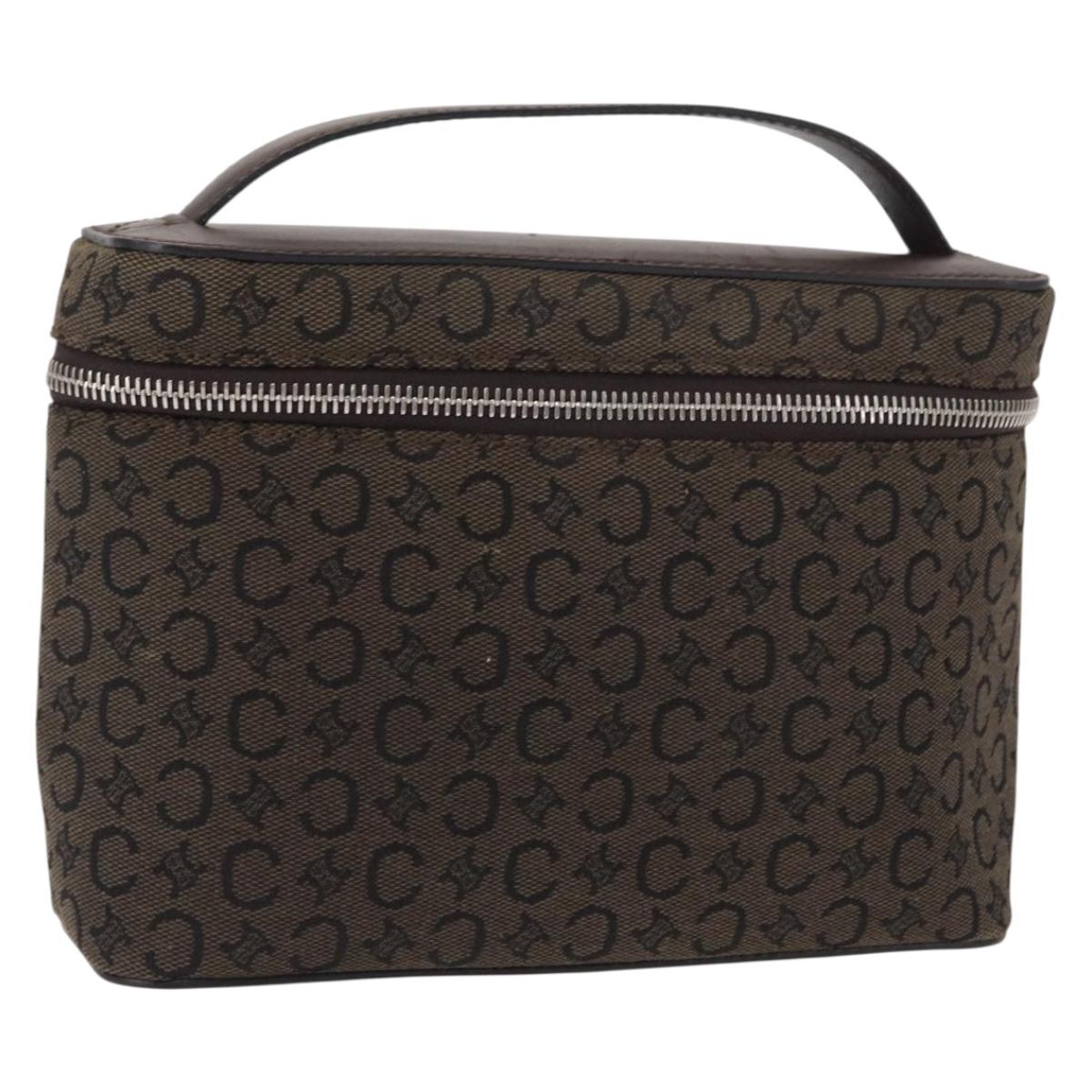 CELINE C Macadam Canvas Vanity Pouch Brown Silver Auth ka1279