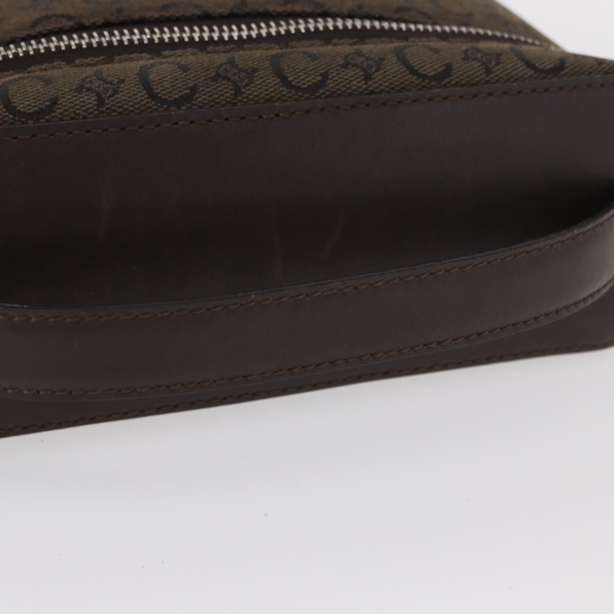 CELINE C Macadam Canvas Vanity Pouch Brown Silver Auth ka1279