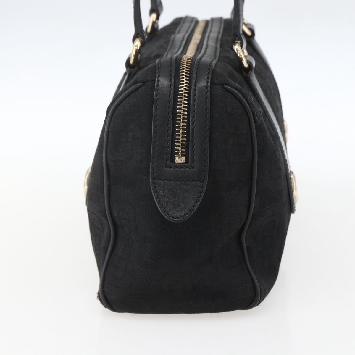 GUCCI Hand Bag Canvas Black Gold 248270 Auth ka1280
