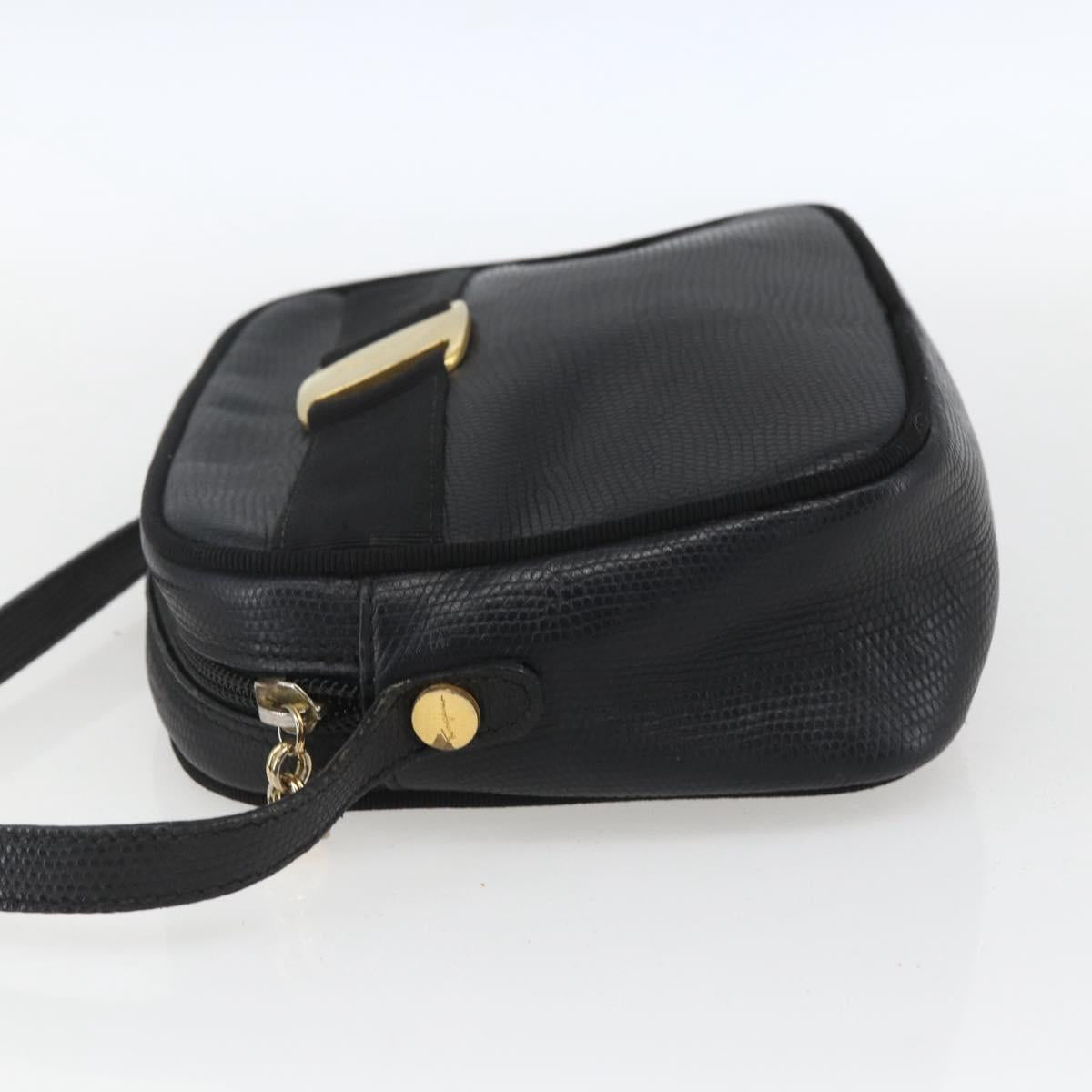 Salvatore Ferragamo Shoulder Bag Leather Black Gold Auth ka1281