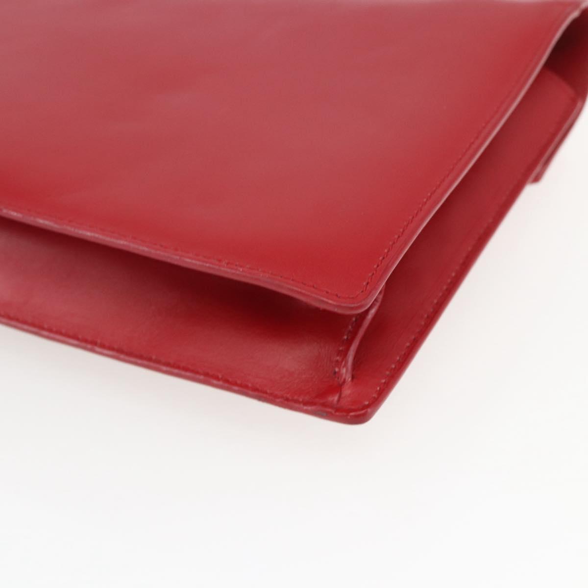 SAINT LAURENT Chain Shoulder Bag Leather Red Silver 315680 Auth ka1283