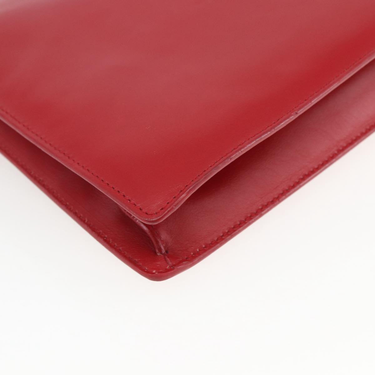 SAINT LAURENT Chain Shoulder Bag Leather Red Silver 315680 Auth ka1283