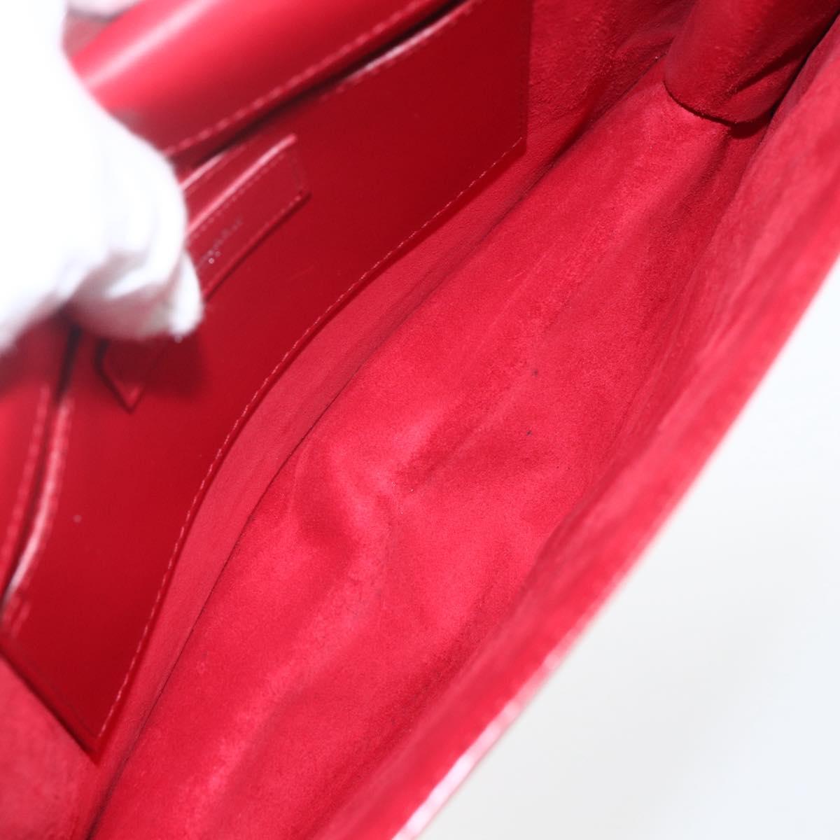 SAINT LAURENT Chain Shoulder Bag Leather Red Silver 315680 Auth ka1283