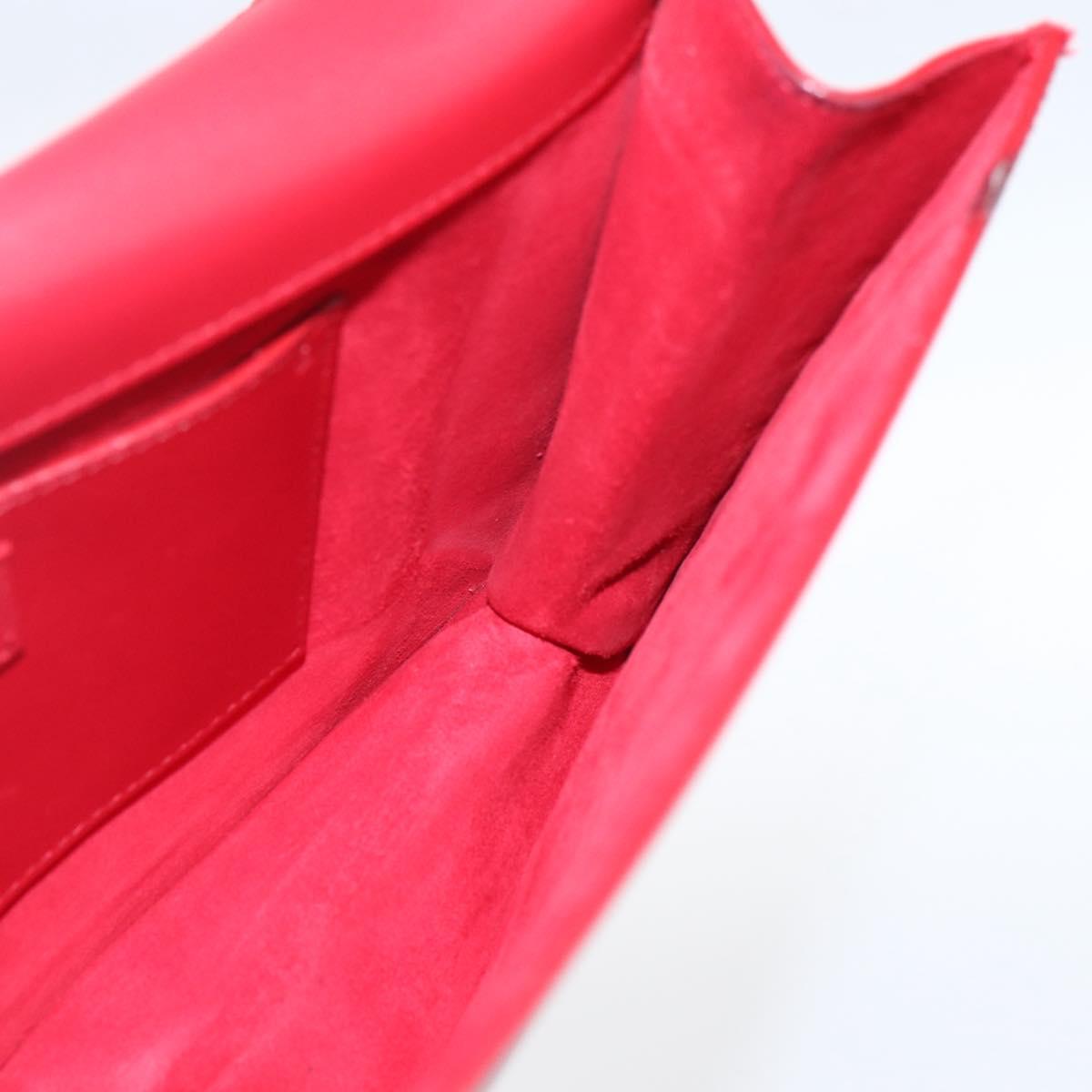 SAINT LAURENT Chain Shoulder Bag Leather Red Silver 315680 Auth ka1283