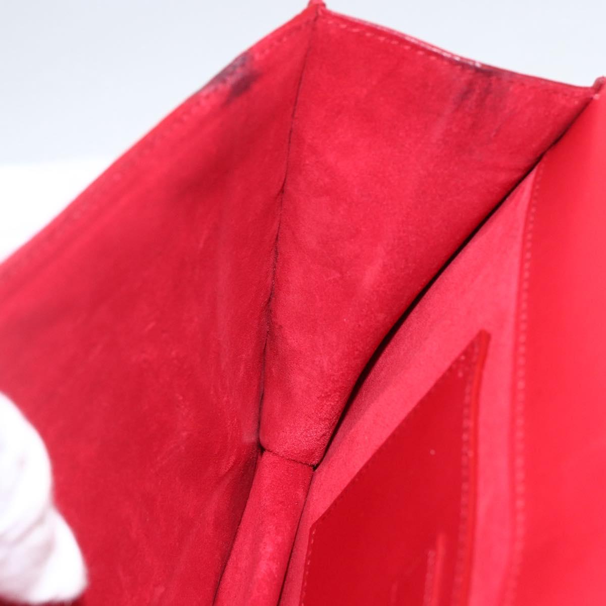 SAINT LAURENT Chain Shoulder Bag Leather Red Silver 315680 Auth ka1283