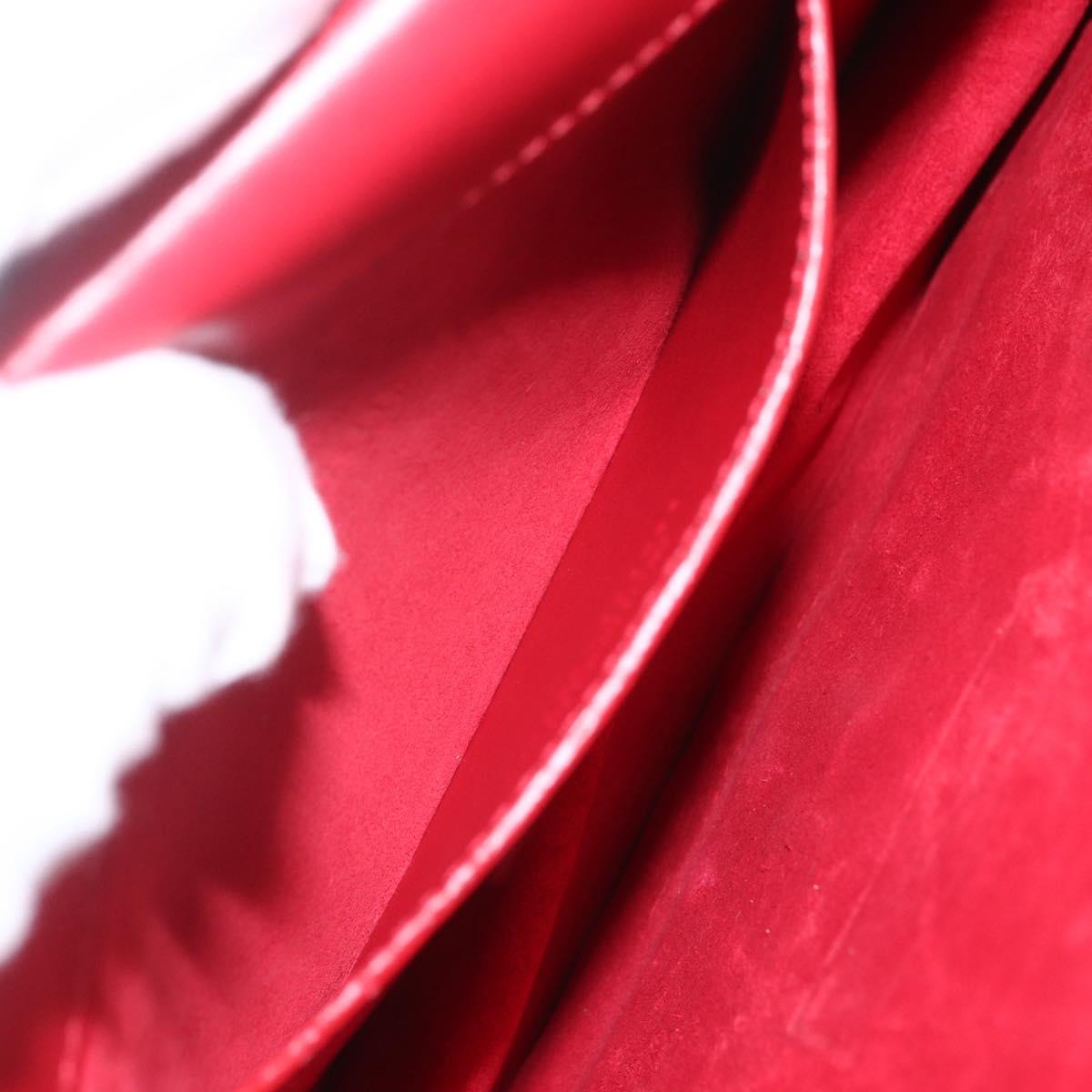 SAINT LAURENT Chain Shoulder Bag Leather Red Silver 315680 Auth ka1283