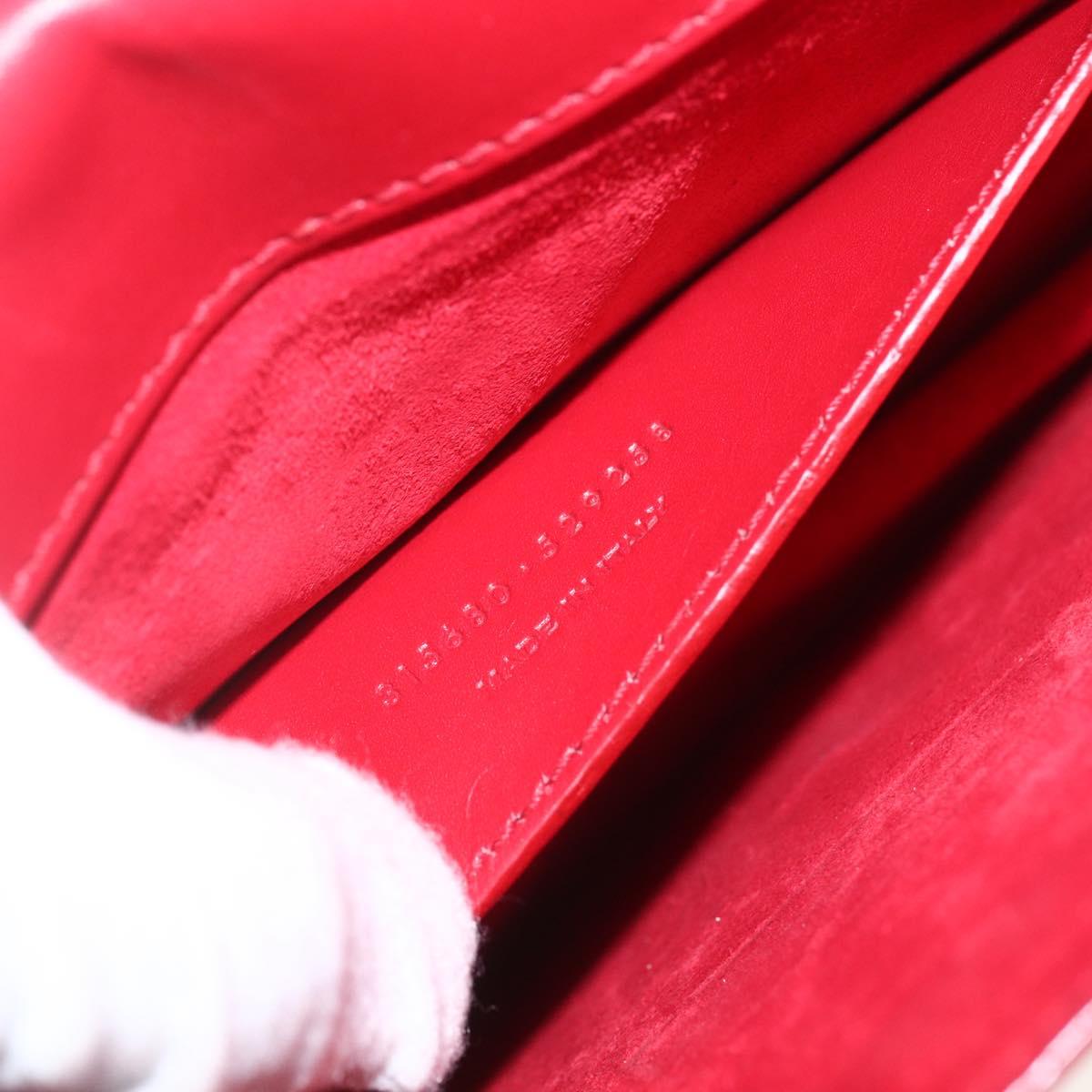 SAINT LAURENT Chain Shoulder Bag Leather Red Silver 315680 Auth ka1283