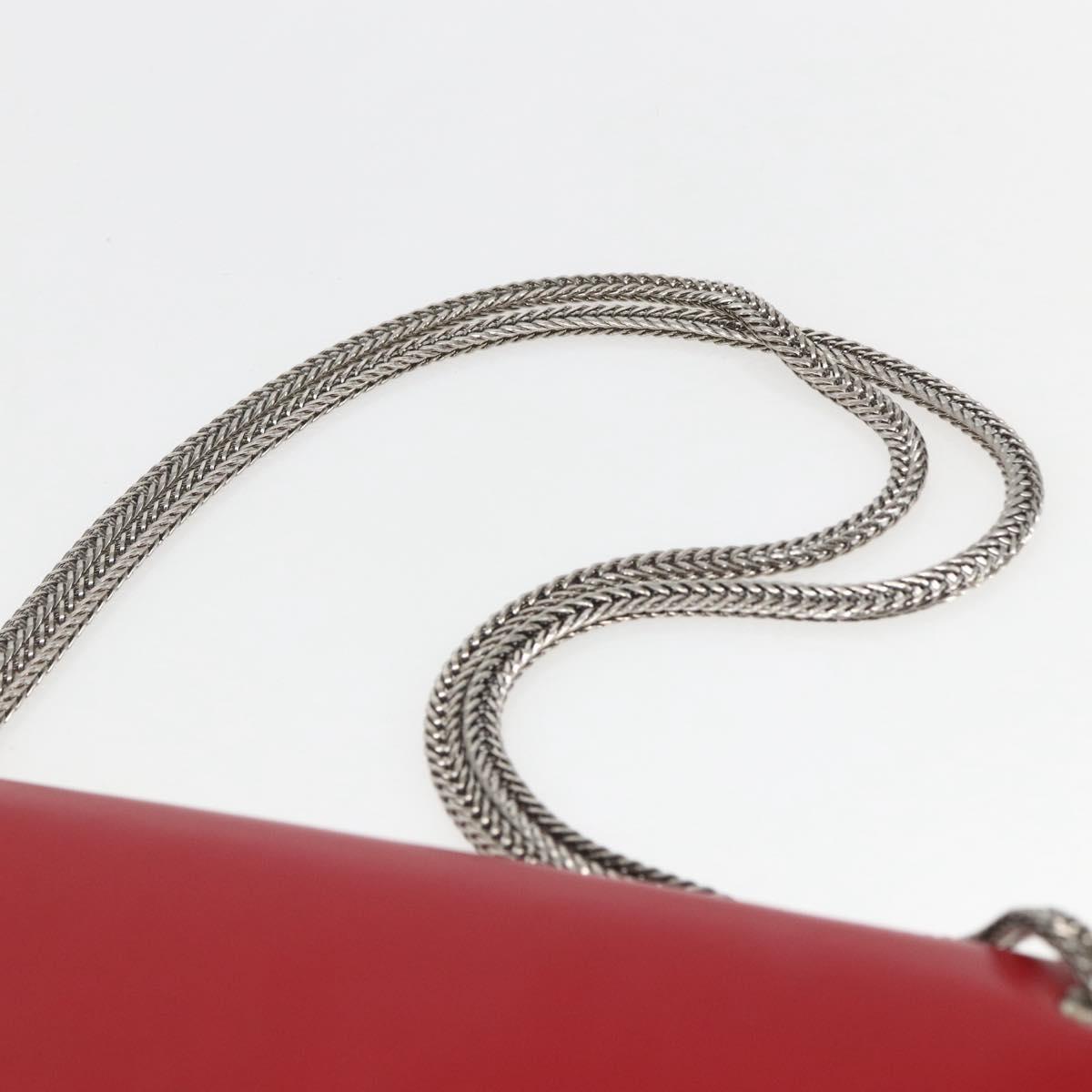 SAINT LAURENT Chain Shoulder Bag Leather Red Silver 315680 Auth ka1283