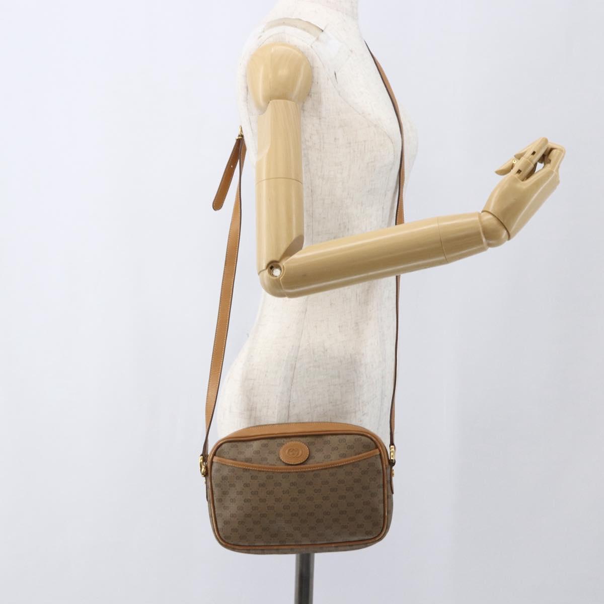 GUCCI Micro GG Supreme Shoulder Bag PVC Beige Gold 007 113 0095 Auth ka1300