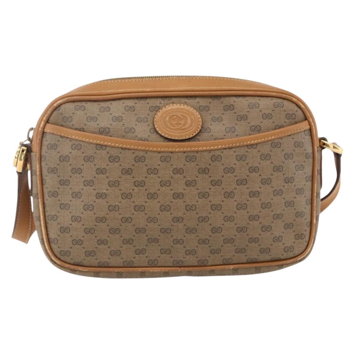 GUCCI Micro GG Supreme Shoulder Bag PVC Beige Gold 007 113 0095 Auth ka1300