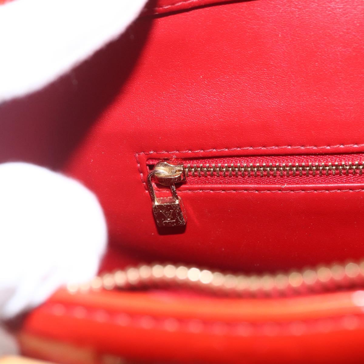 LOUIS VUITTON Monogram Vernis Houston Hand Bag Rouge M91092 LV Auth ka1304