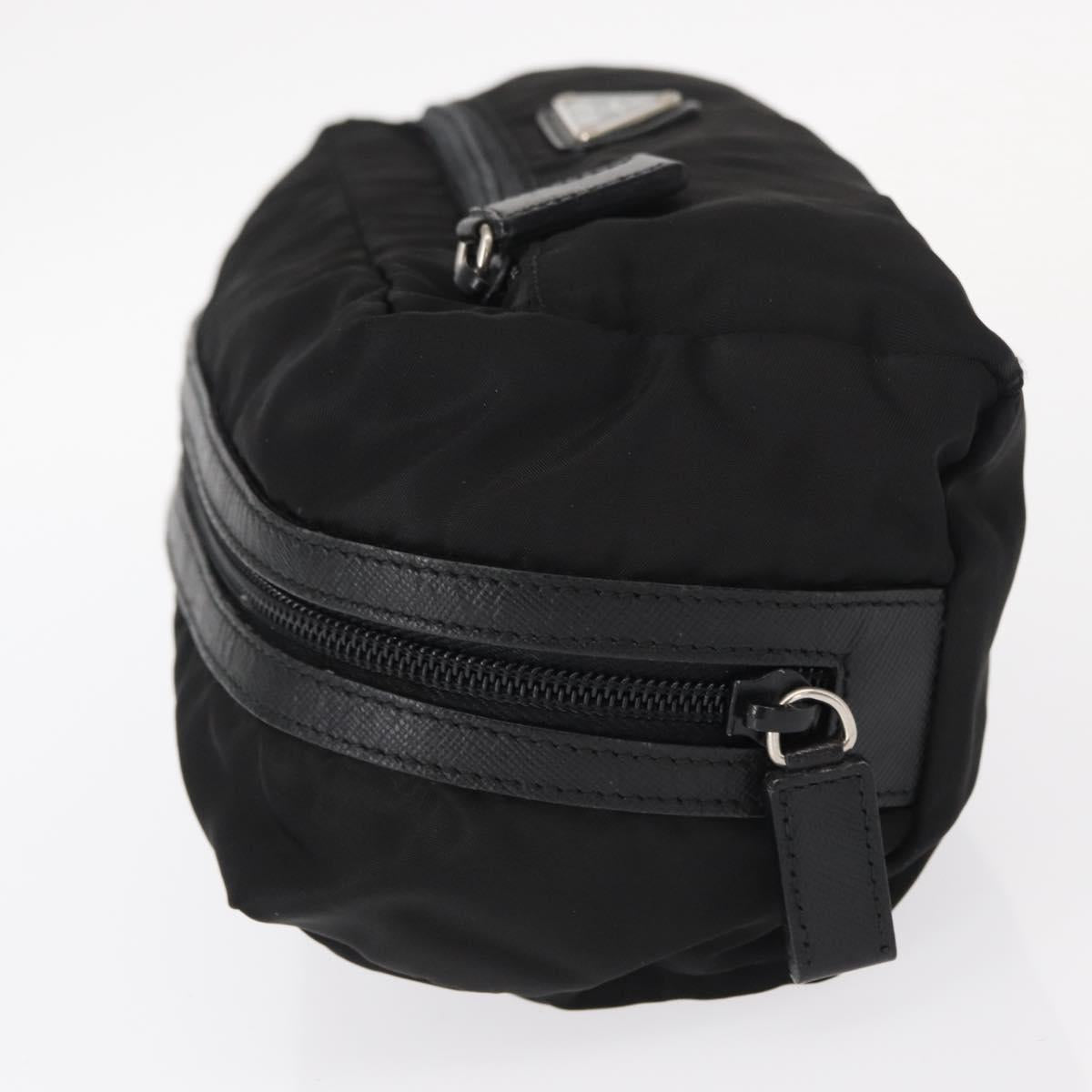 PRADA Pouch Nylon Black Silver Auth ka131