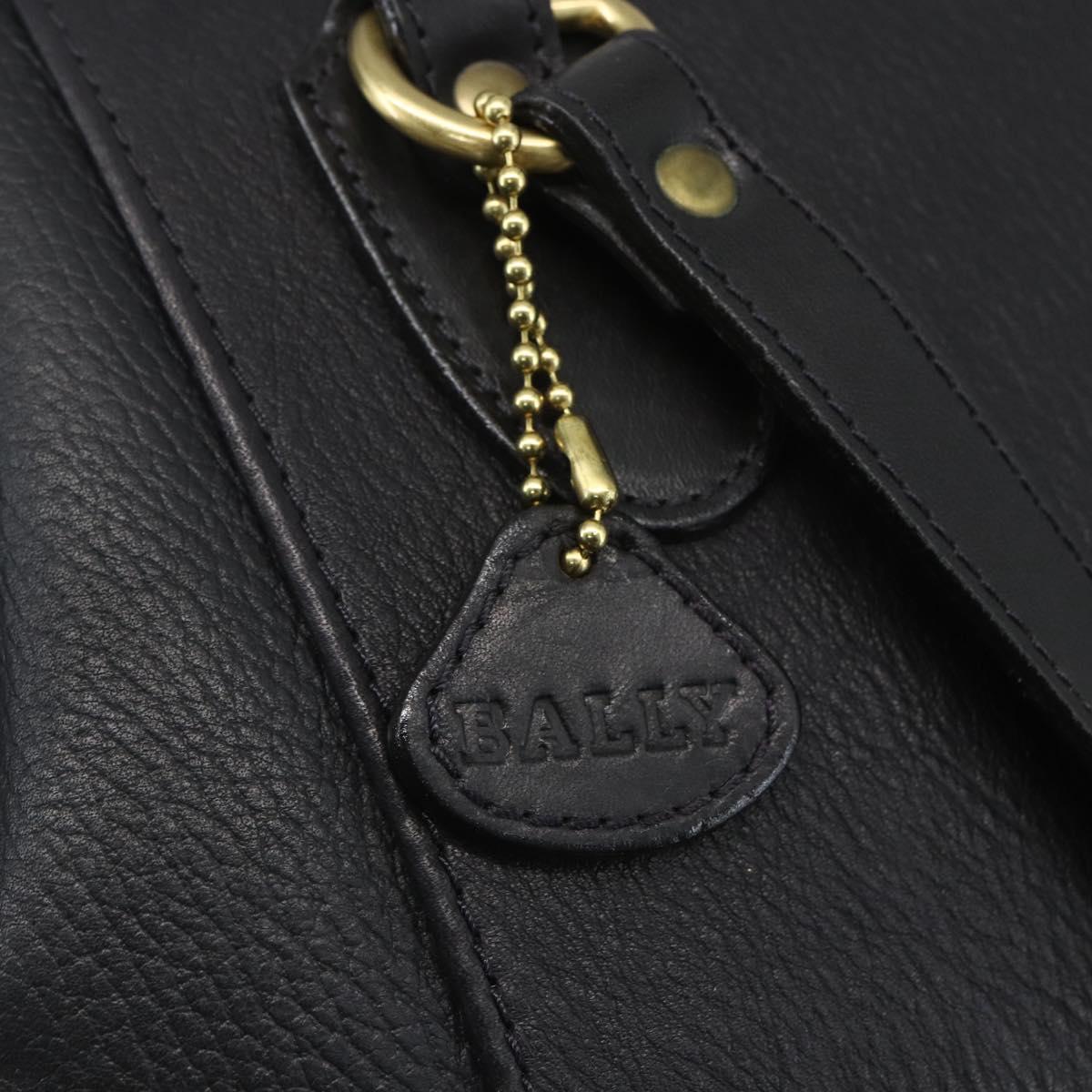 BALLY Backpack Leather Black Gold Auth ka1313