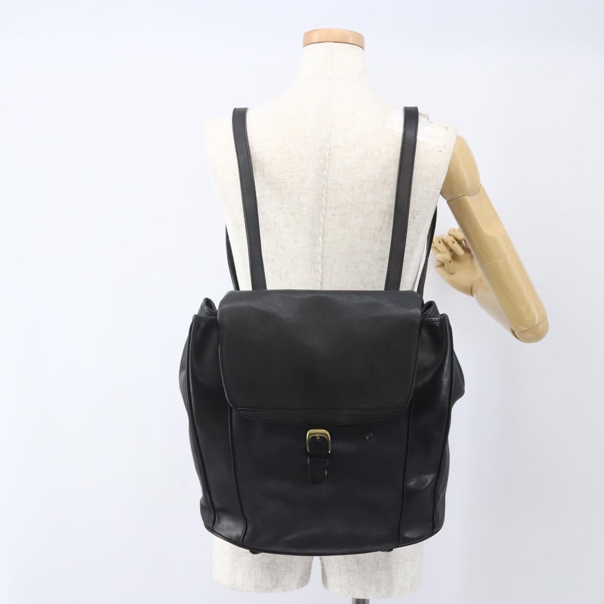 BALLY Backpack Leather Black Gold Auth ka1313