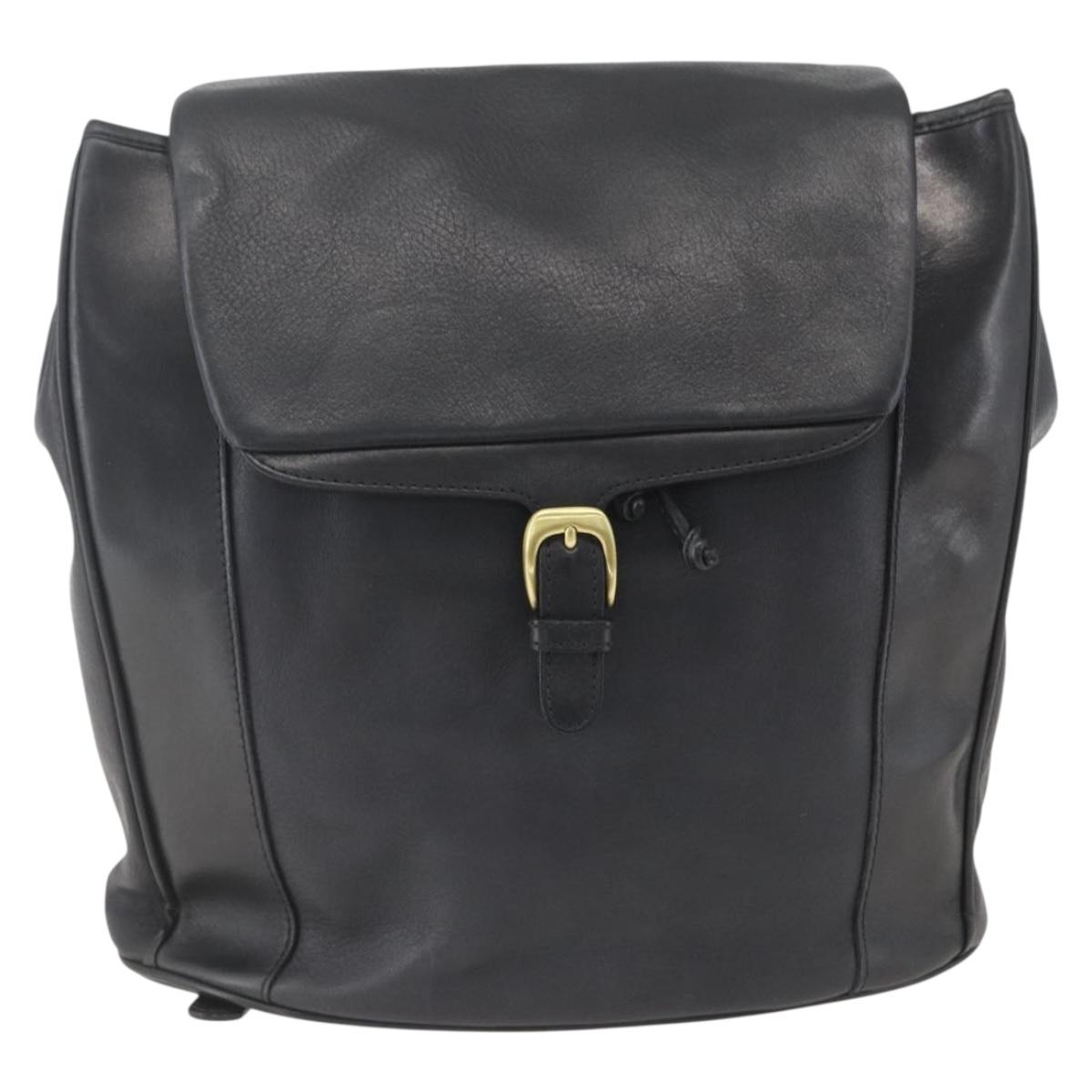 BALLY Backpack Leather Black Gold Auth ka1313