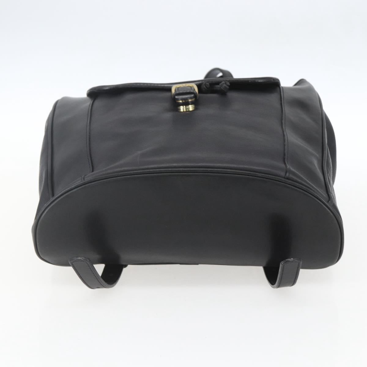 BALLY Backpack Leather Black Gold Auth ka1313