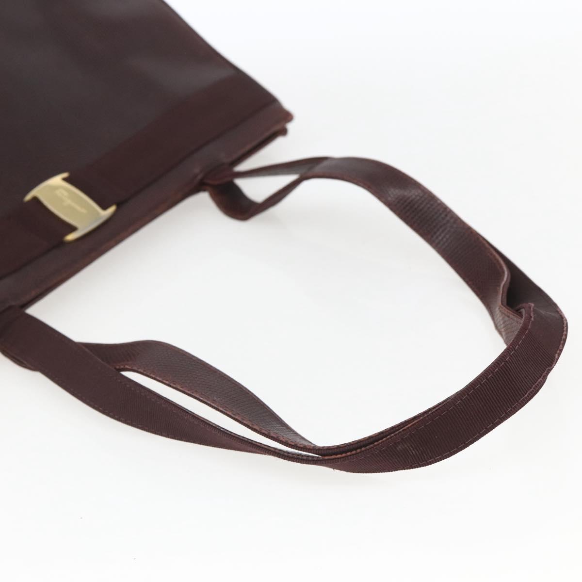 Salvatore Ferragamo Tote Bag Leather Brown Gold Auth ka1314