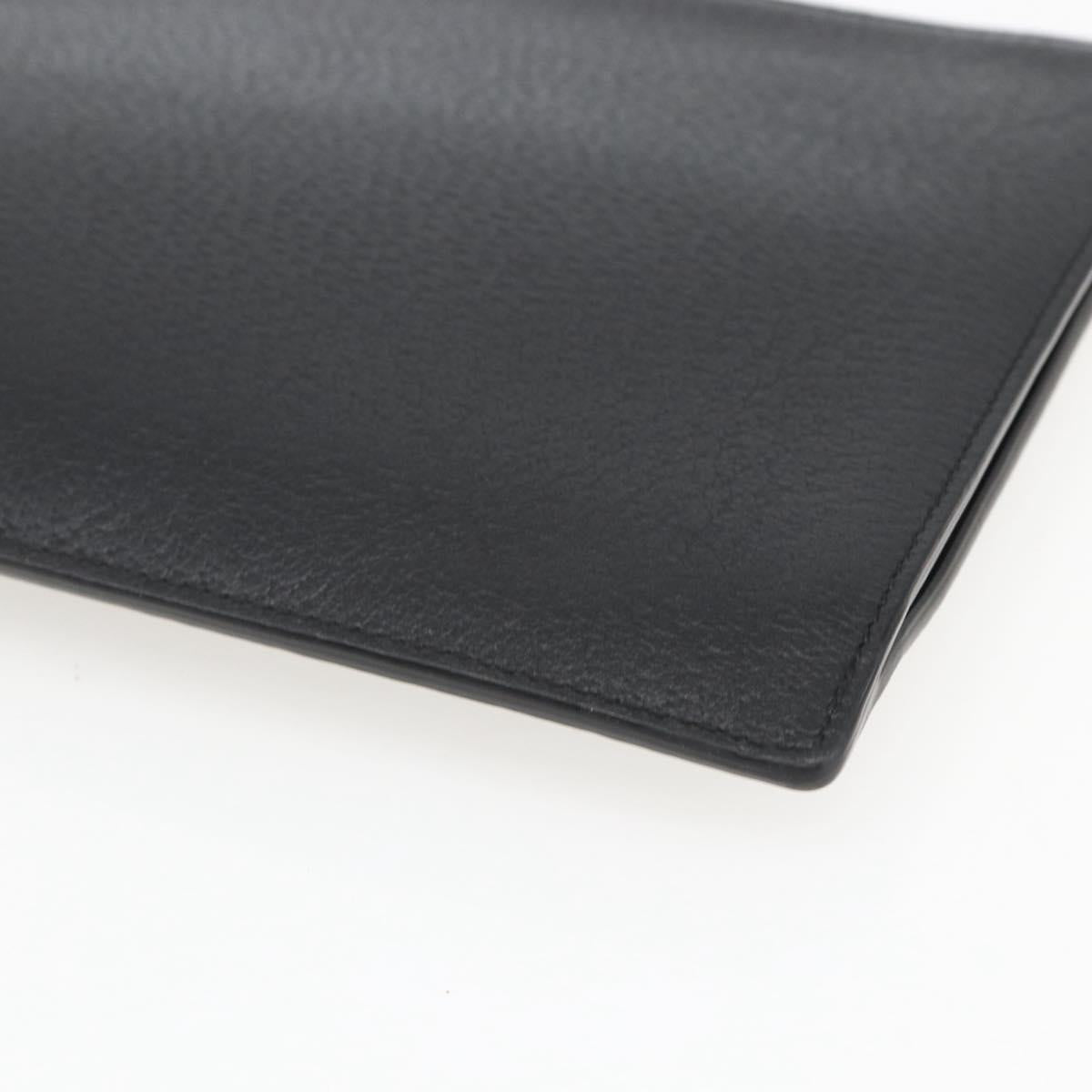 GUCCI Clutch Bag Leather Black Gold 475317 Auth ka1319